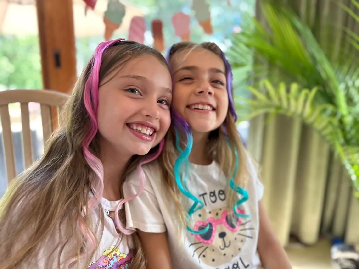 Dreamlover Mix Colored Hair Extensions for Kids, Girls Clip In Rainbow Hair Extensions, Dual-color Curly Hairpieces for Halloween, 24 Pieces