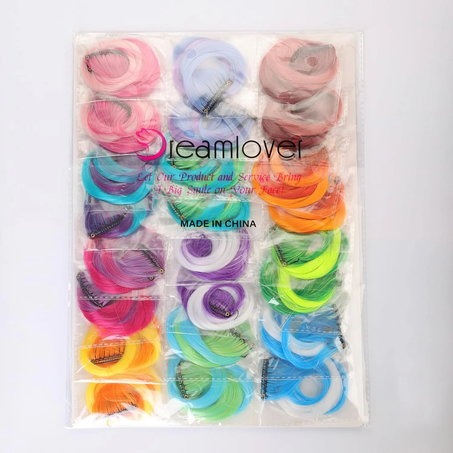 Dreamlover Mix Colored Hair Extensions for Kids, Girls Clip In Rainbow Hair Extensions, Dual-color Curly Hairpieces for Halloween, 24 Pieces