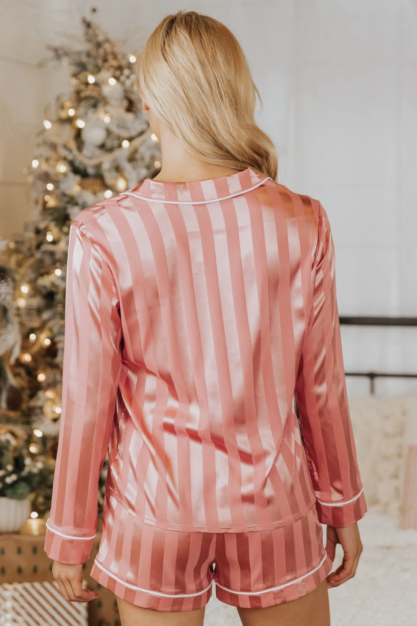 Dreamy Pink Satin Two-Piece Pajama Set
