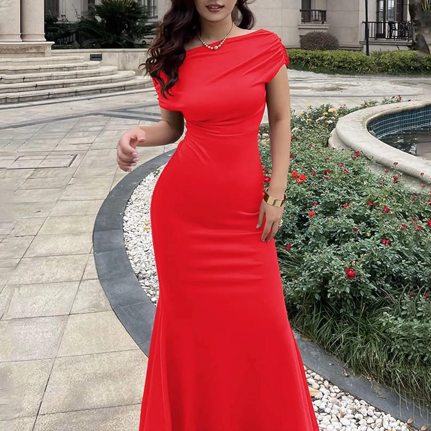 Dress for Women Off Shoulder Bodycon Maxi Dress Elegant Sleeveless Off Shoulder Formal Dress Party Evening Dress