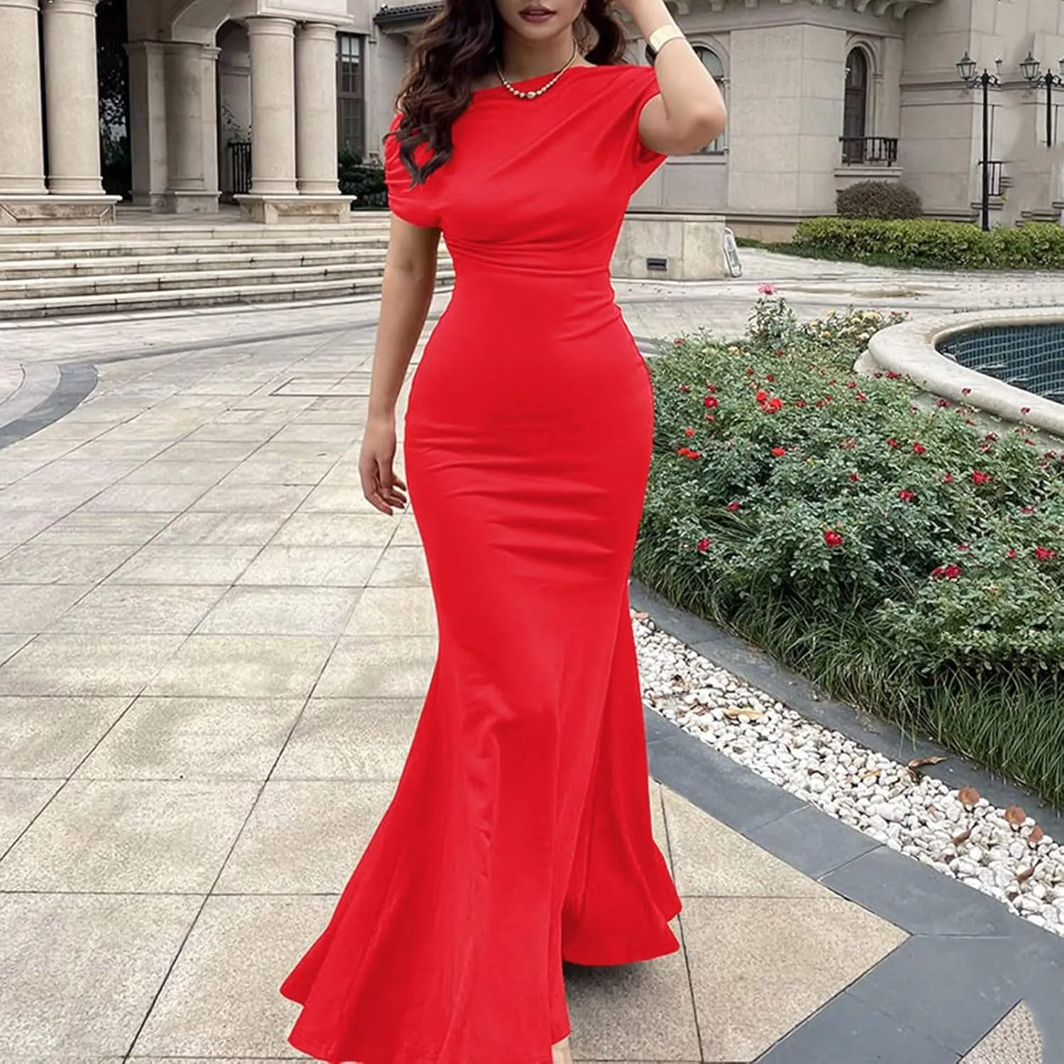 Dress for Women Off Shoulder Bodycon Maxi Dress Elegant Sleeveless Off Shoulder Formal Dress Party Evening Dress