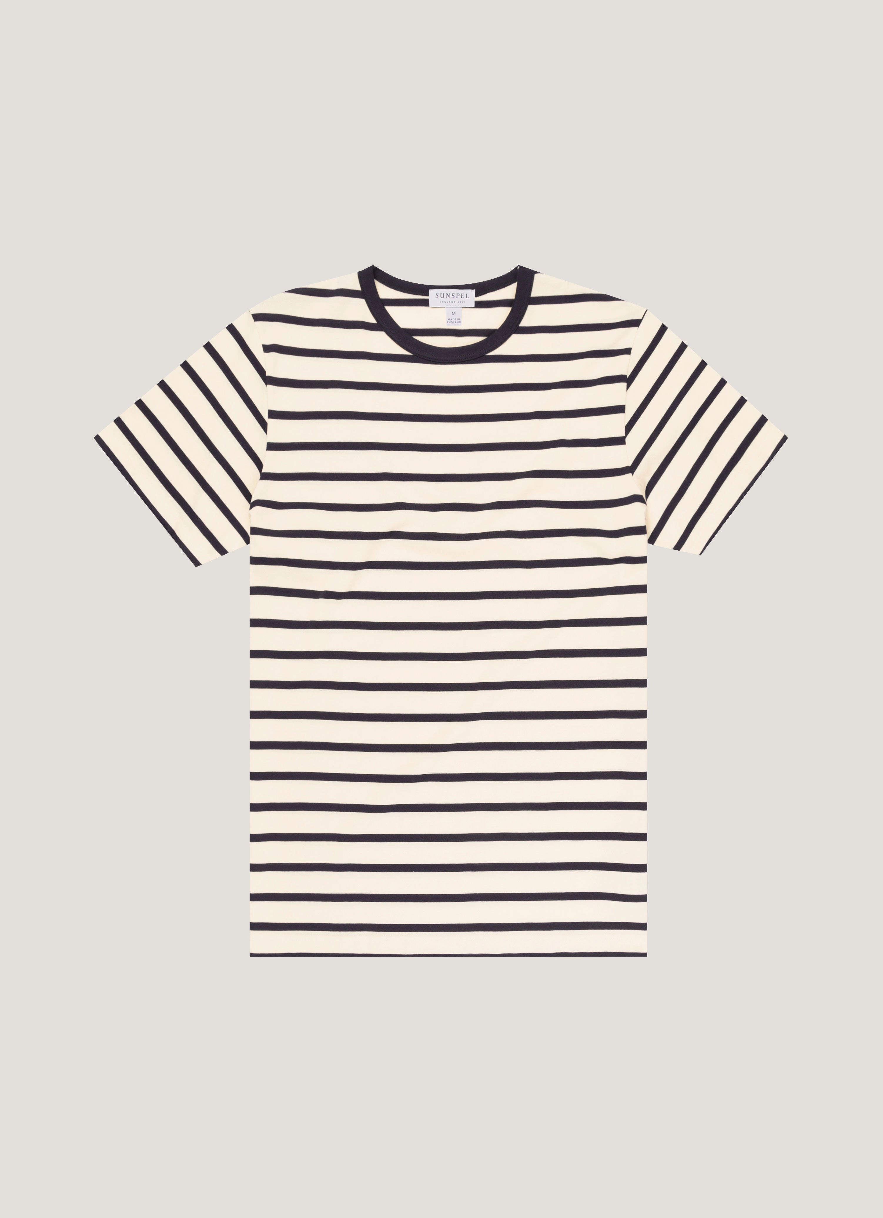 Summer Wardrobe Men's Classic T-shirt in Ecru/Navy Breton Stripe