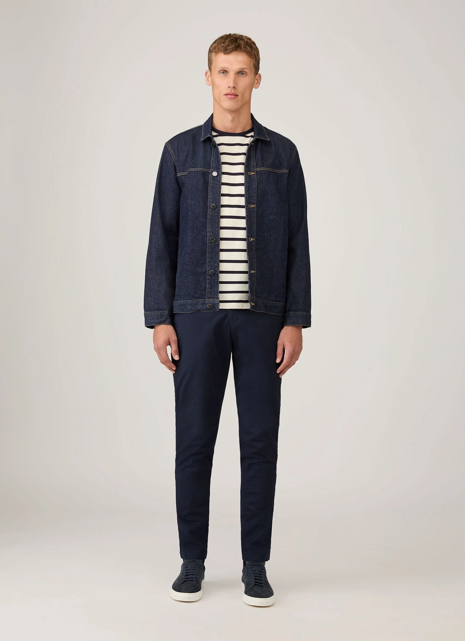 Men's Classic T-shirt in Ecru/Navy Breton Stripe Comfortable And Versatile