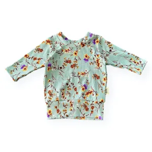 Dried Floral on Sage Ribbed Lounge Top