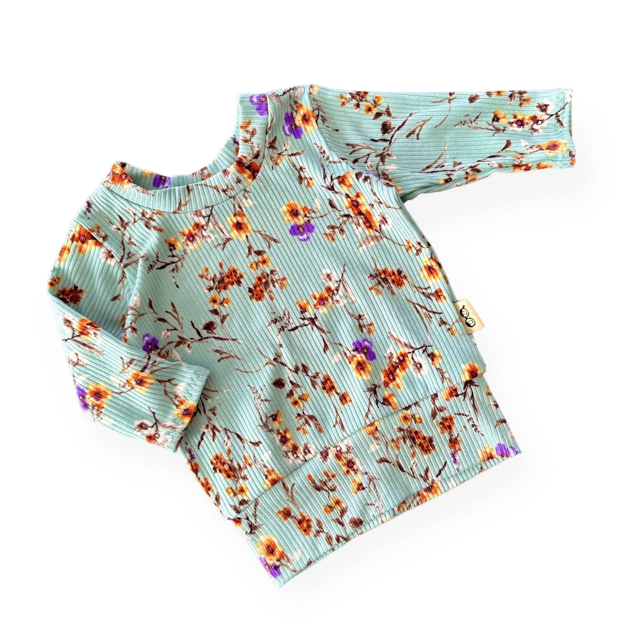 Dried Floral on Sage Ribbed Lounge Top