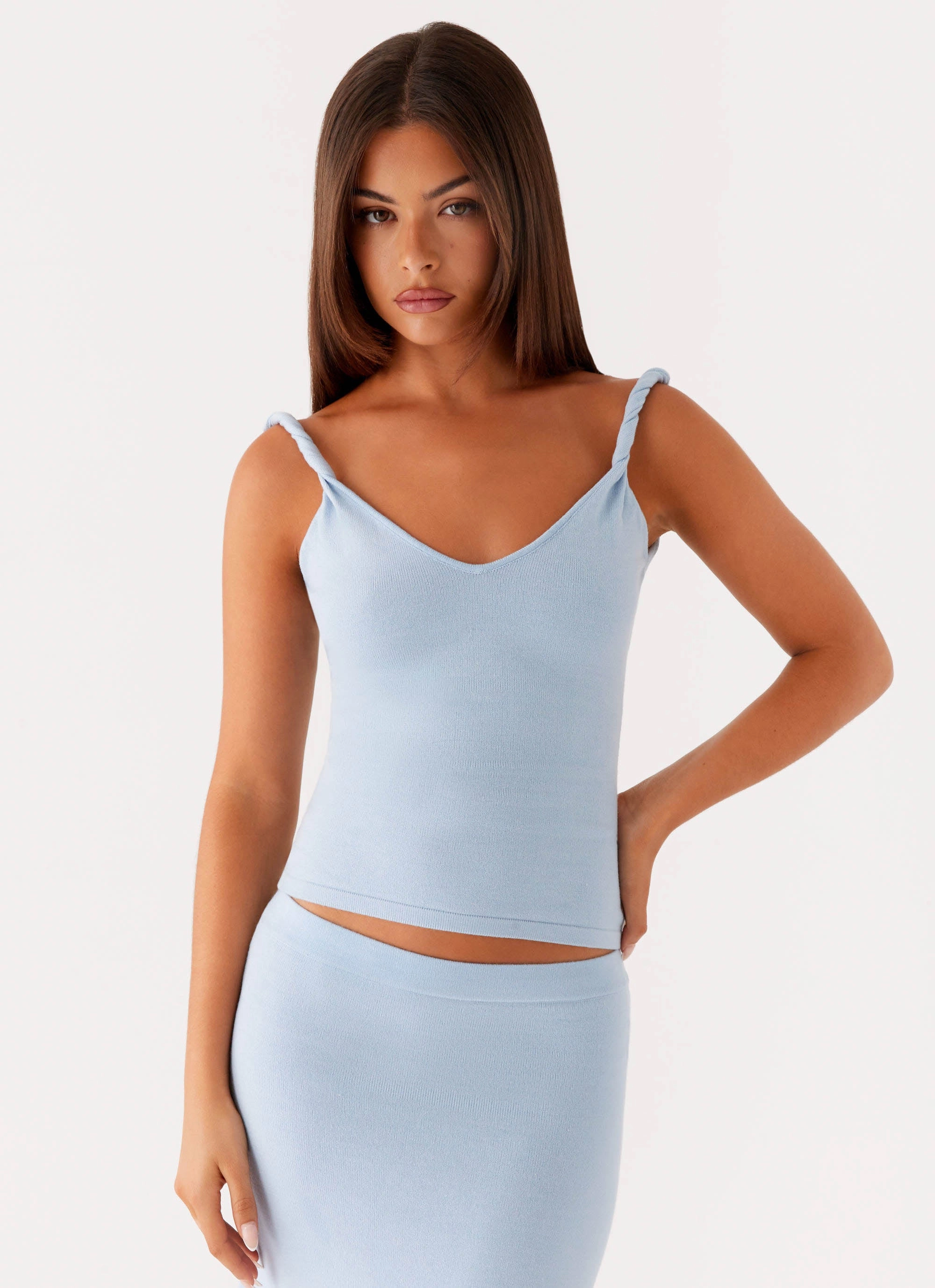 Anastasia Knit Top - Blue Non Restrictive Mobility OversizedFit
