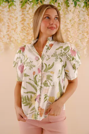 Durable Blend Fiber RESTOCK: When Friendship Blooms Blouse Soft Cotton Blend RESTOCK: When Friendship Blooms Blouse