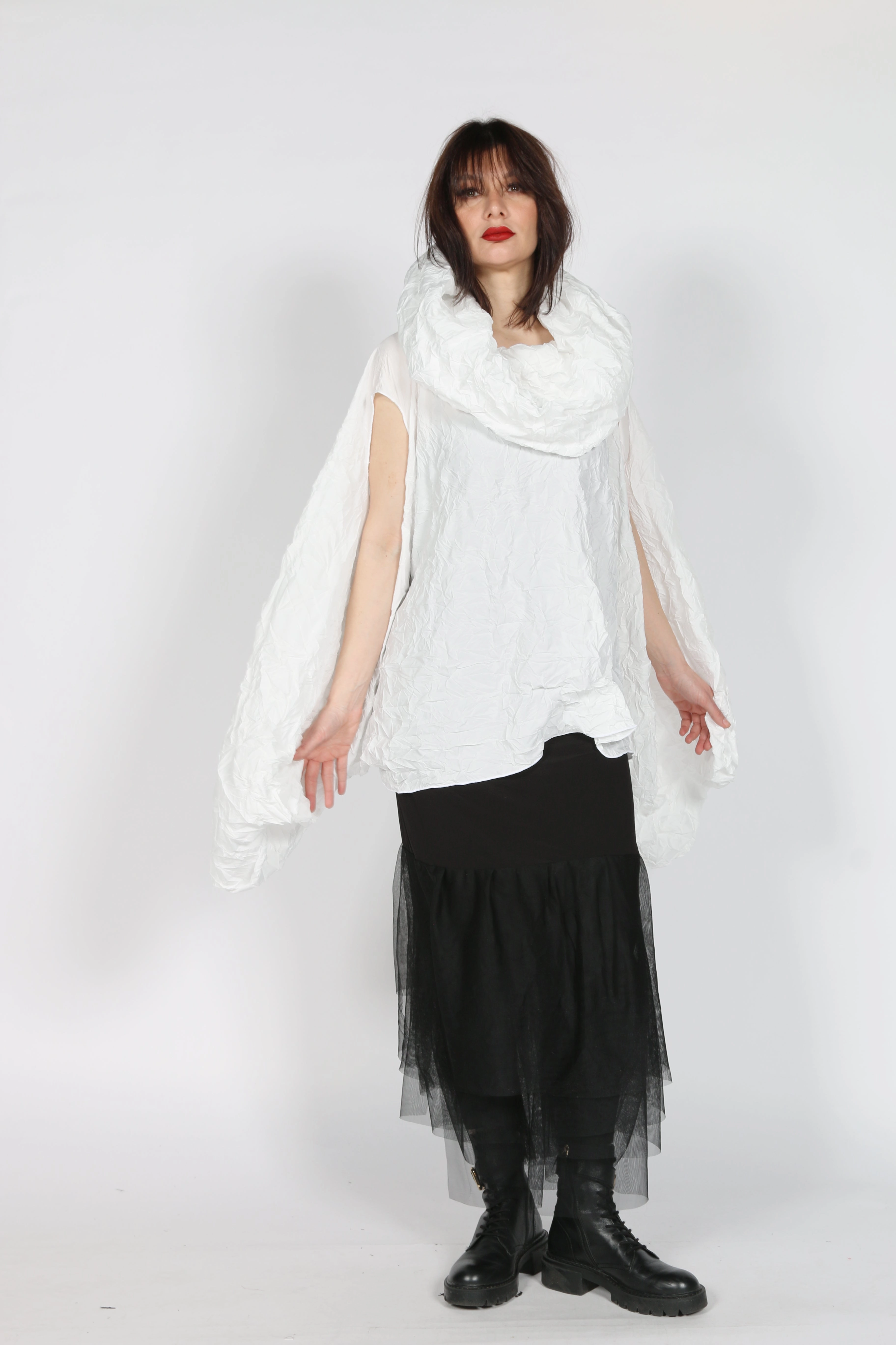 DoubleLayered Collar LowImpact Dye Process Fashion top