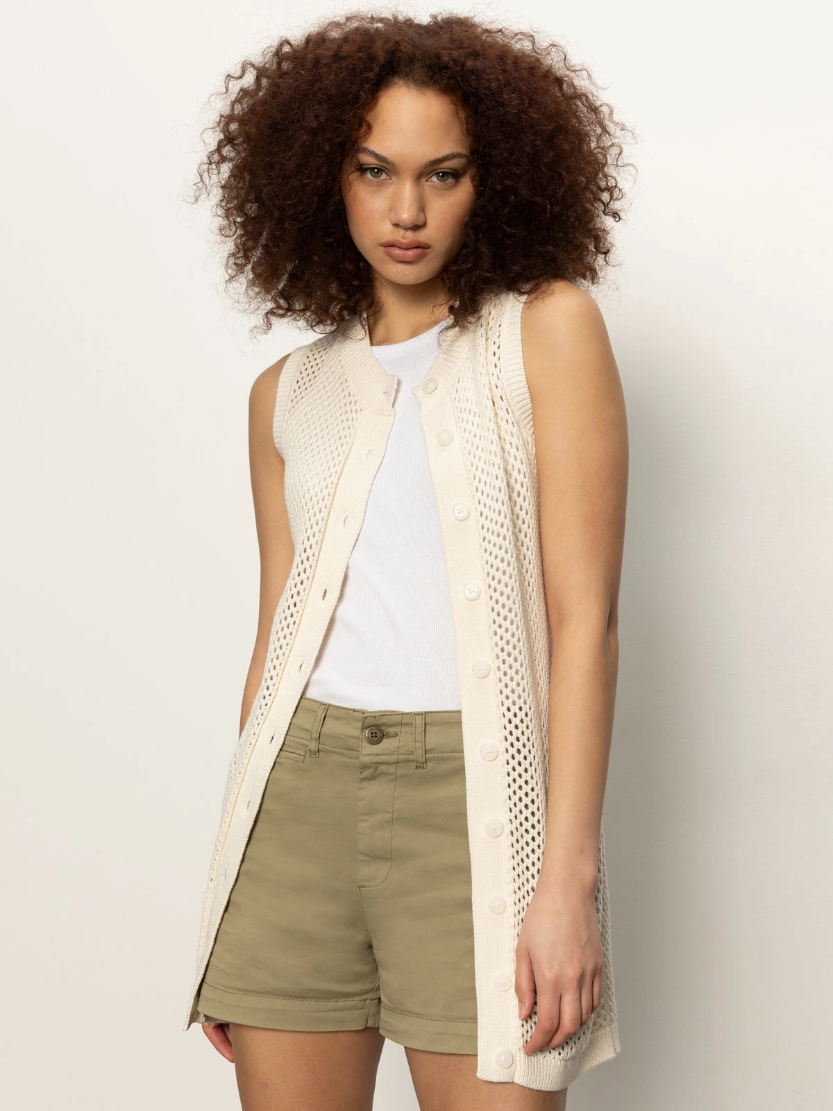 machine washable material Long Openwork Vest Macrame