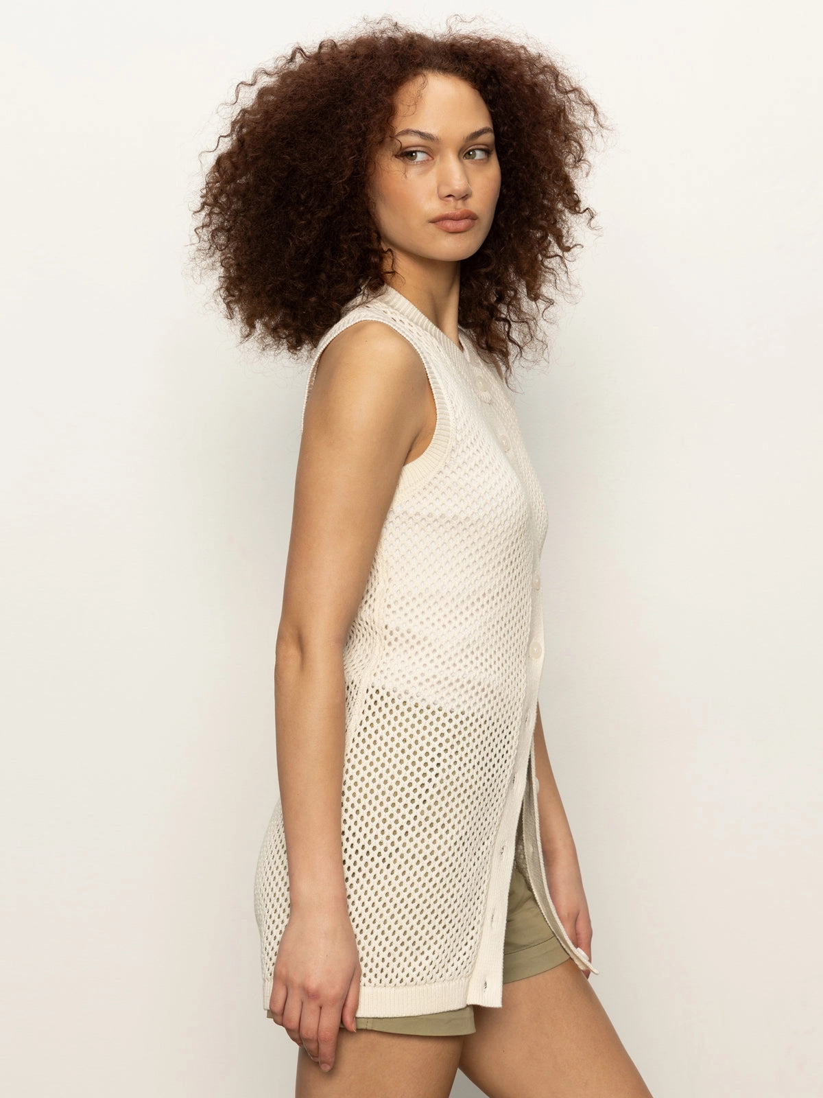 Daily Piece Long Openwork Vest Macrame