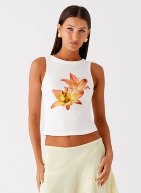 Durable Ribbed Trim Carmela Tank Top - White Carmela Tank Top - White AntiPillingFinish Easy Care Material