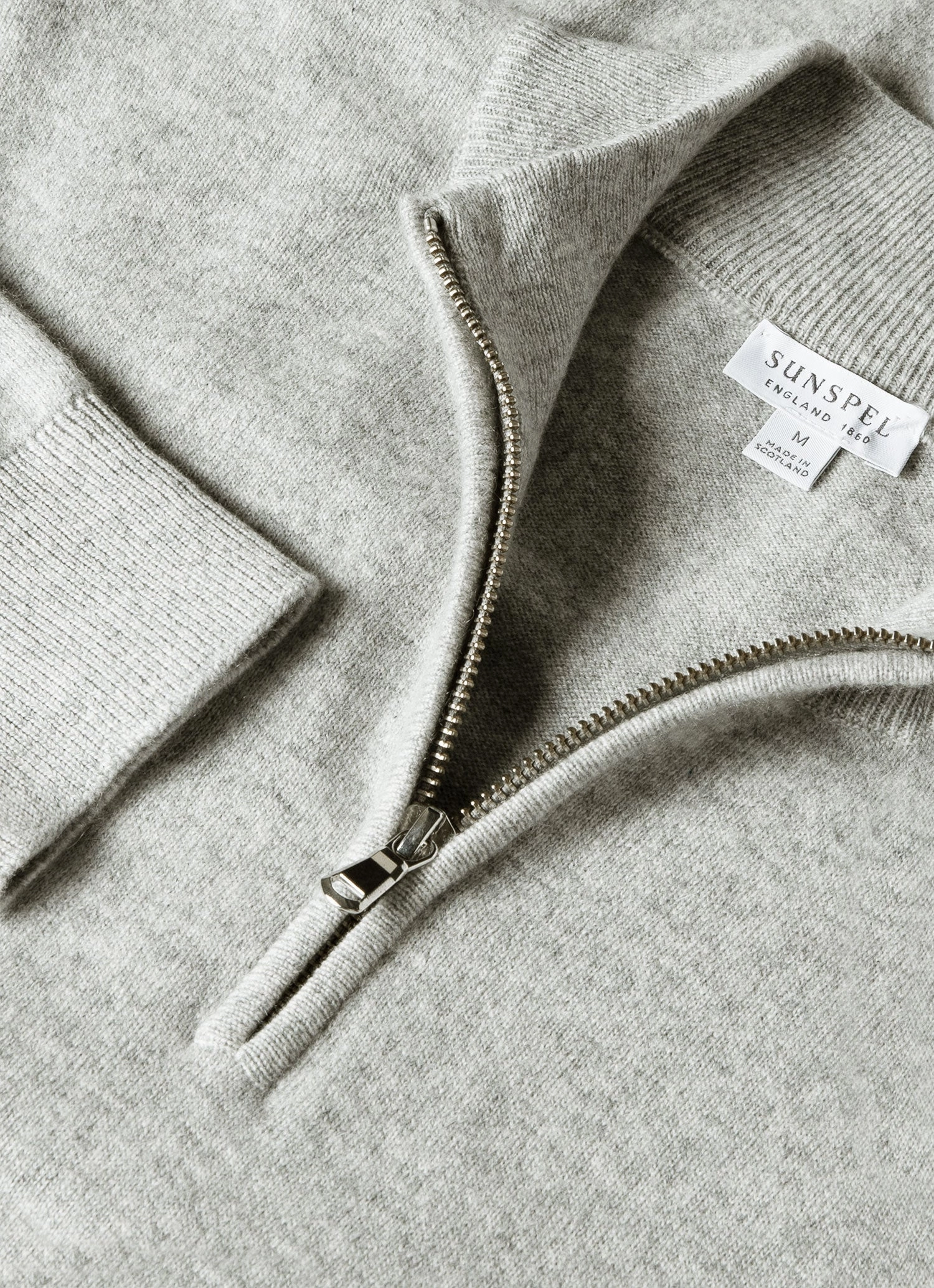 Odor Control Technology Men's Cashmere Zip Neck Jumper in Grey Melange