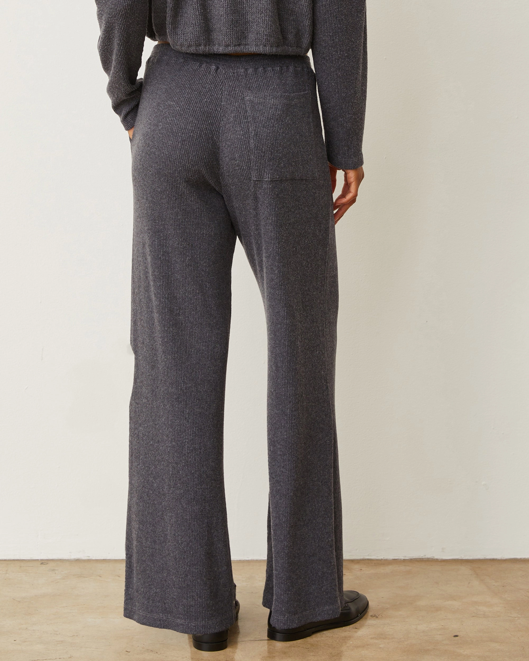Tight Waist Back pockets Brushed Rib Pant