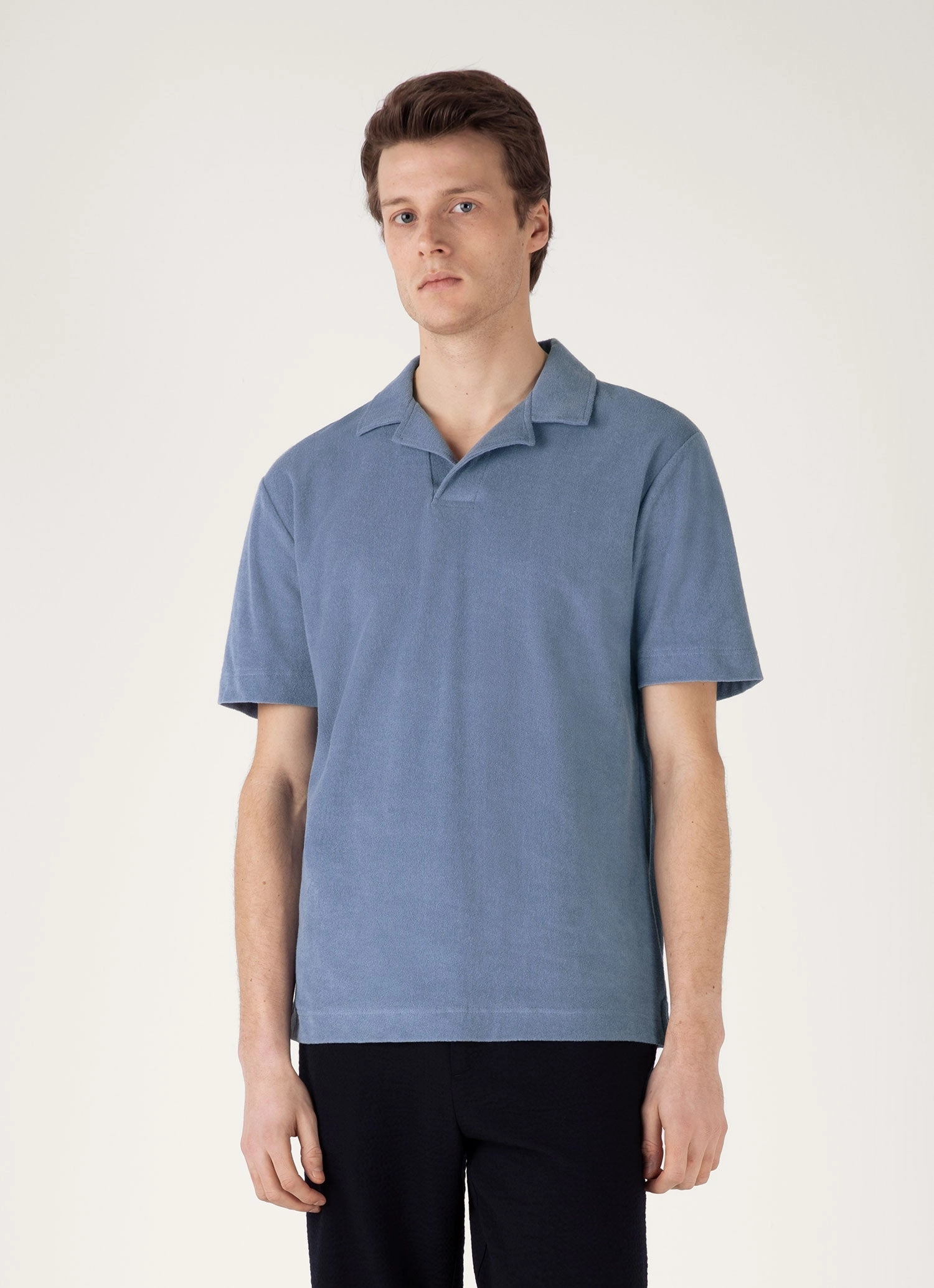 Urban Explorer Men's Towelling Polo Shirt in Vintage Blue