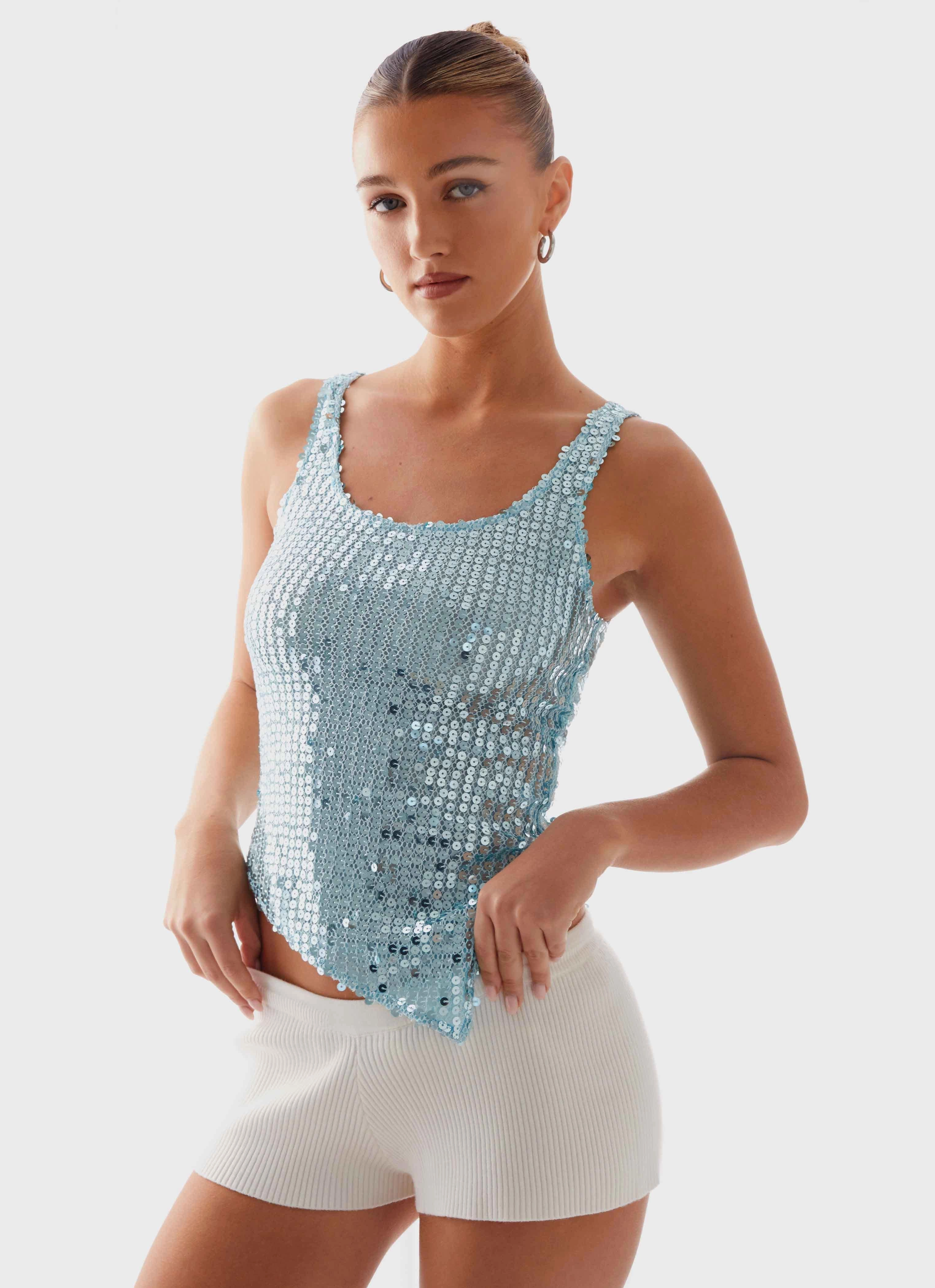 Electra Sequin Tank - Turquoise SoftTouchBrushedInterior