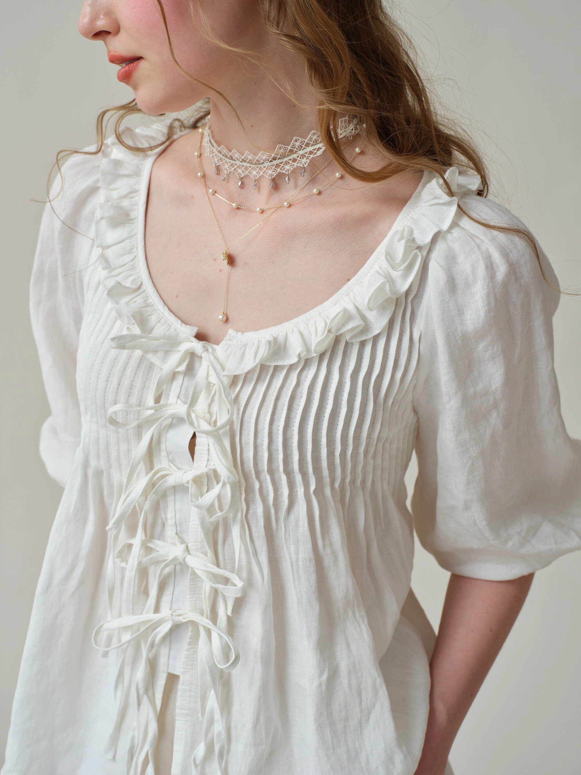 Louise 11 | handmade victorian vintage linen blouse Stay Dry Interior Modular Layering Compatibility
