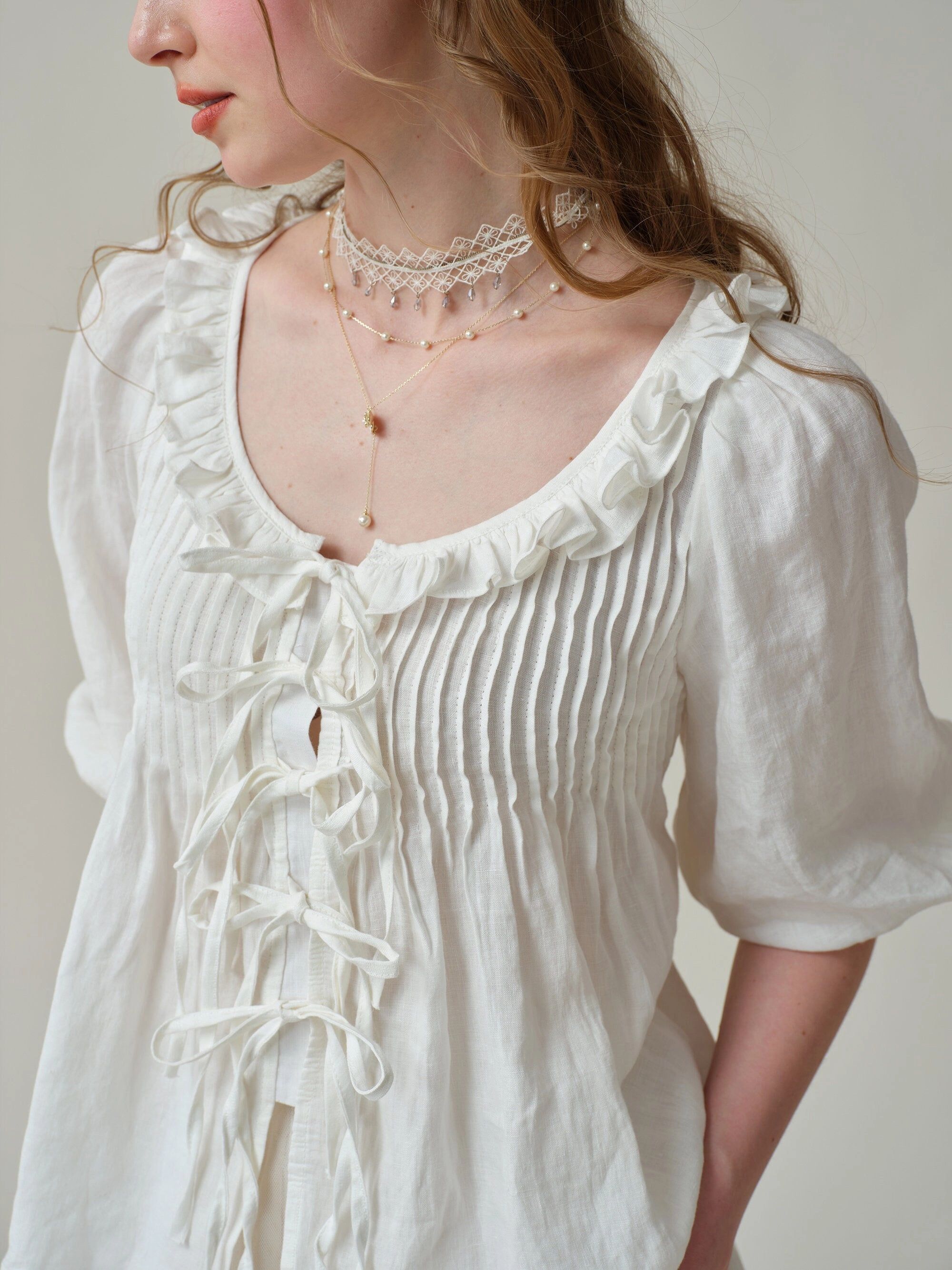 Essential Fit Non Restrictive Movement Cut Louise 11 | handmade victorian vintage linen blouse