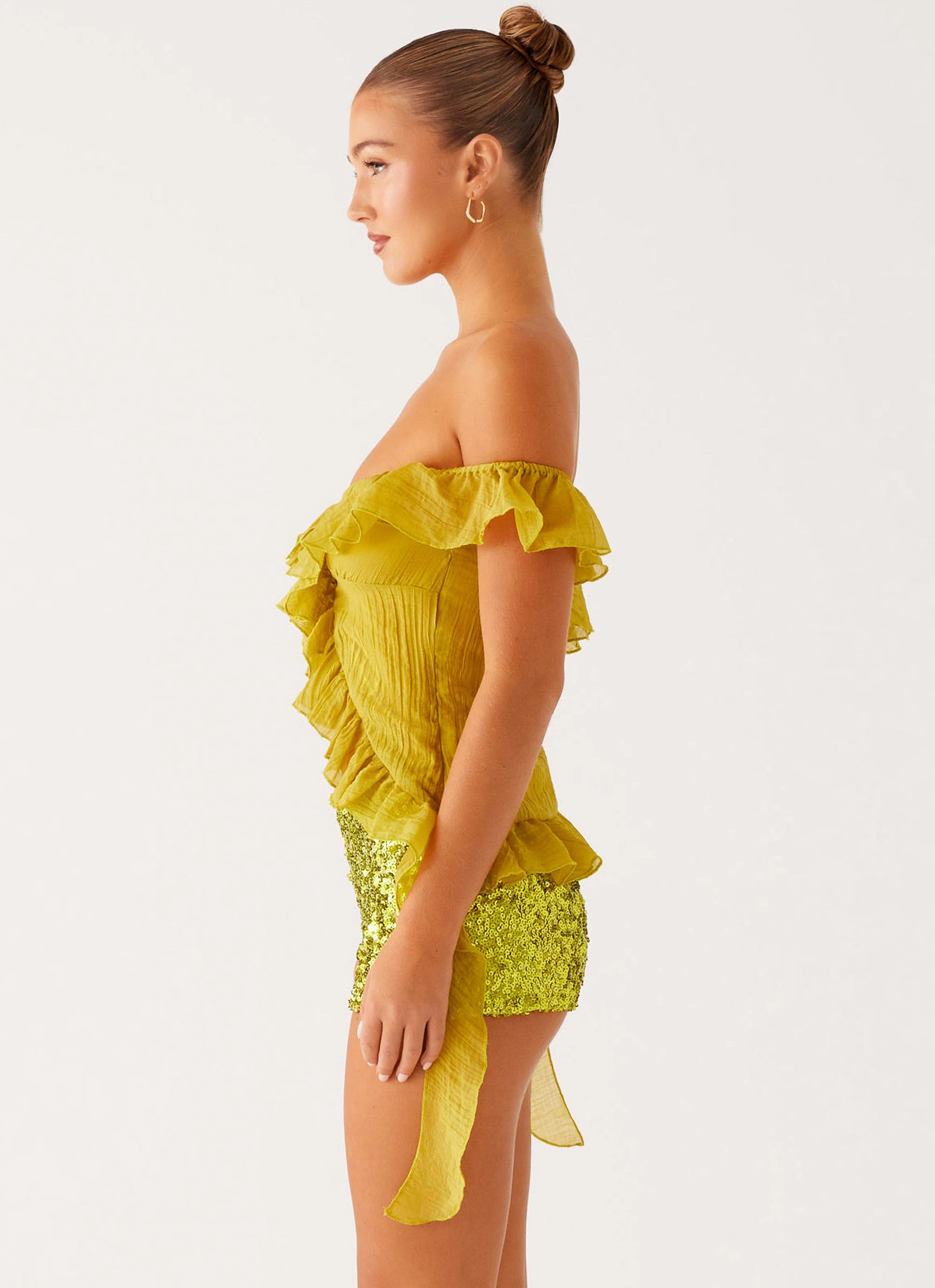 ZeroWasteProduction Dylan Off Shoulder Top - Lime