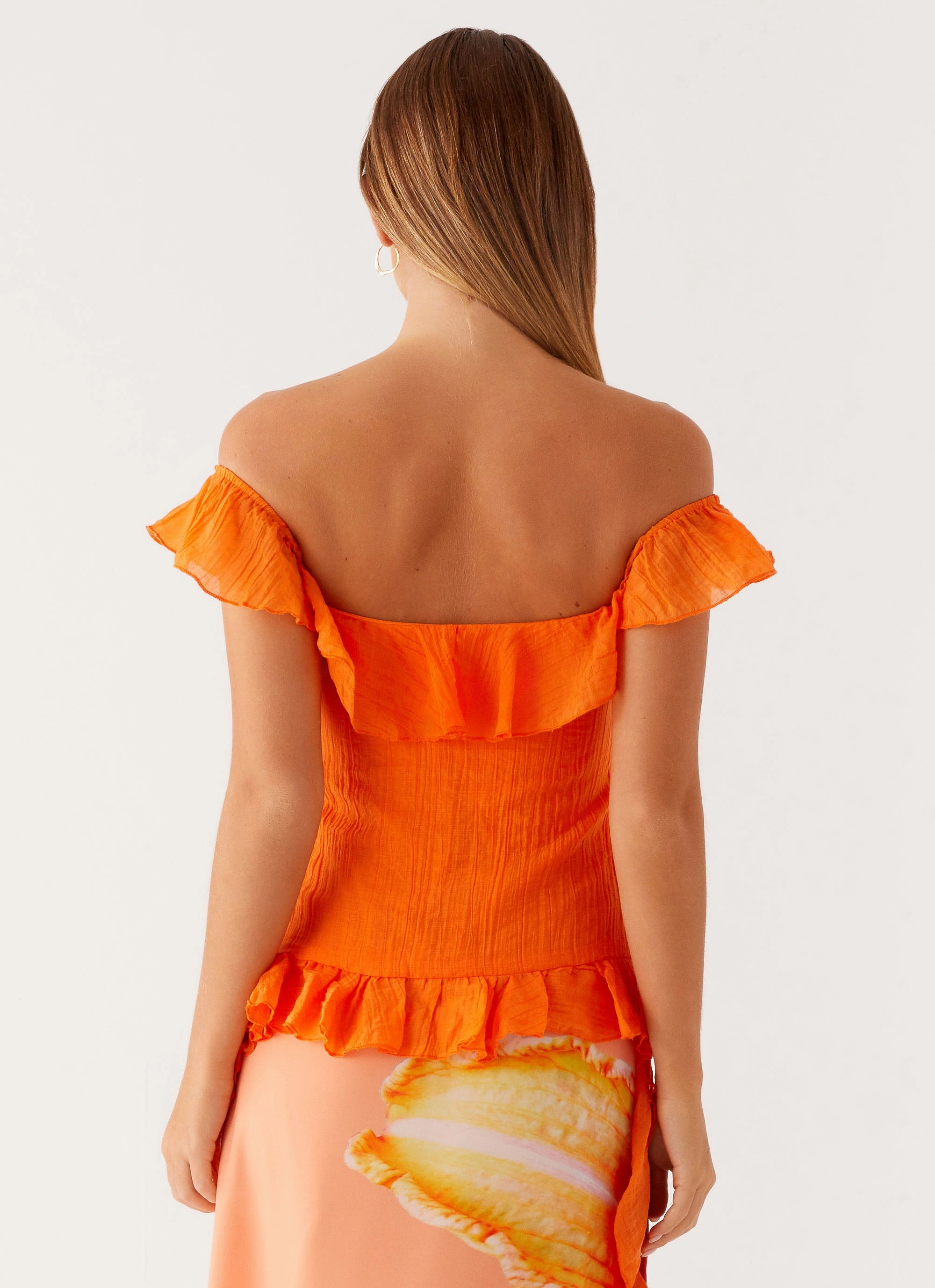 HeatSealed Seams Dylan Off Shoulder Top - Orange
