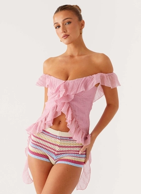 Dylan Off Shoulder Top - Pink No Iron Easy Care Everyday Jacket FlexibleCuff Dylan Off Shoulder Top - Pink