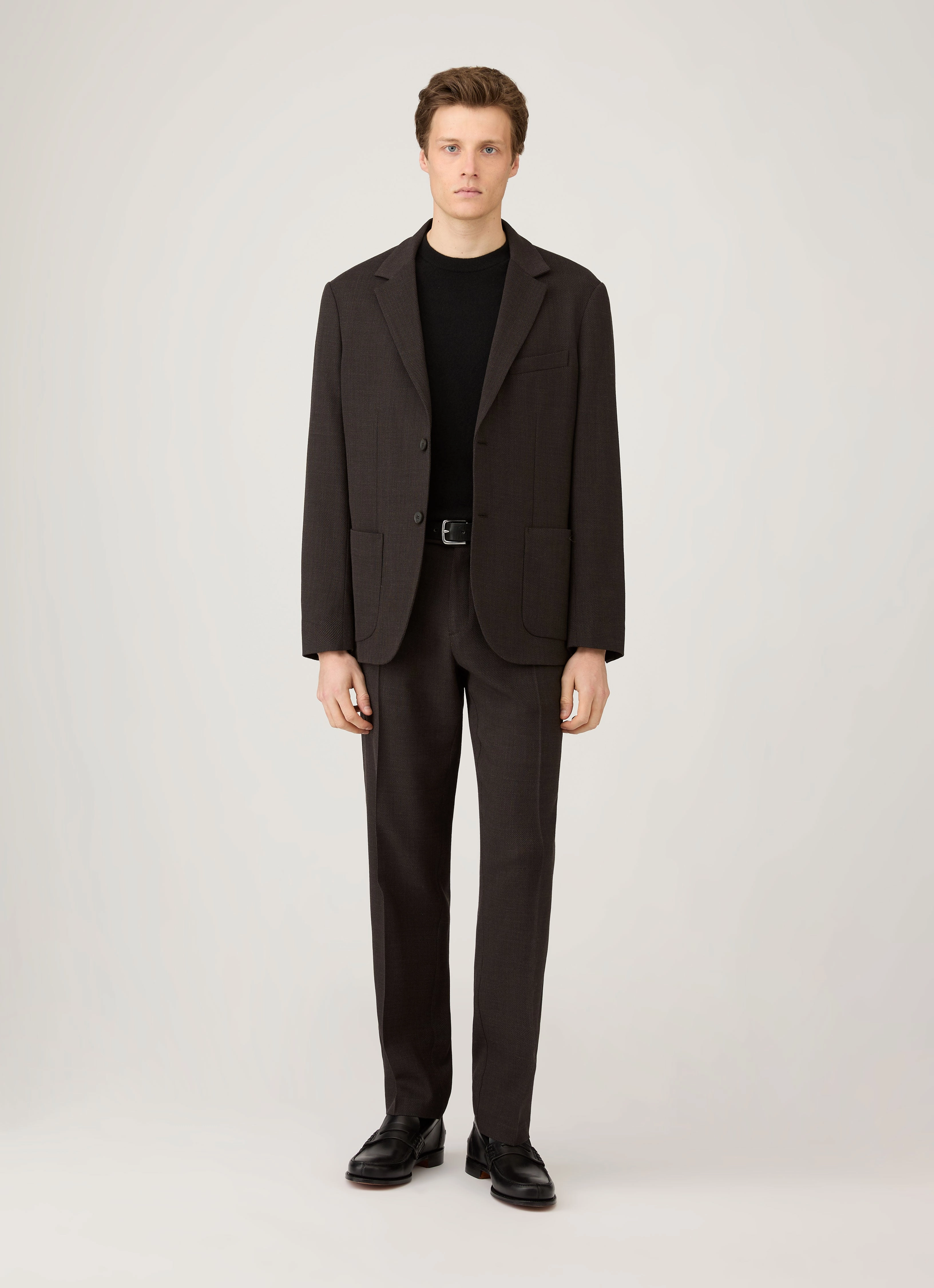 EcoFriendly Textile Natural Drape Men's Cashmere Crew Neck Jumper in Black