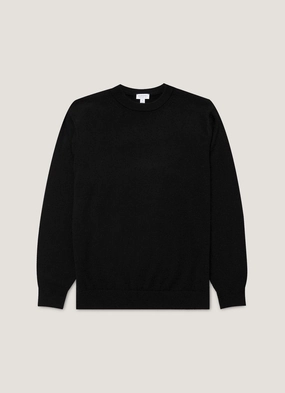 Dynamic Tension Control Men's Cashmere Crew Neck Jumper in Black Modern Basic Men's Cashmere Crew Neck Jumper in Black