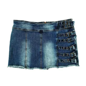 Early 2000s Denim Buckle Mini Skirt (M/L)