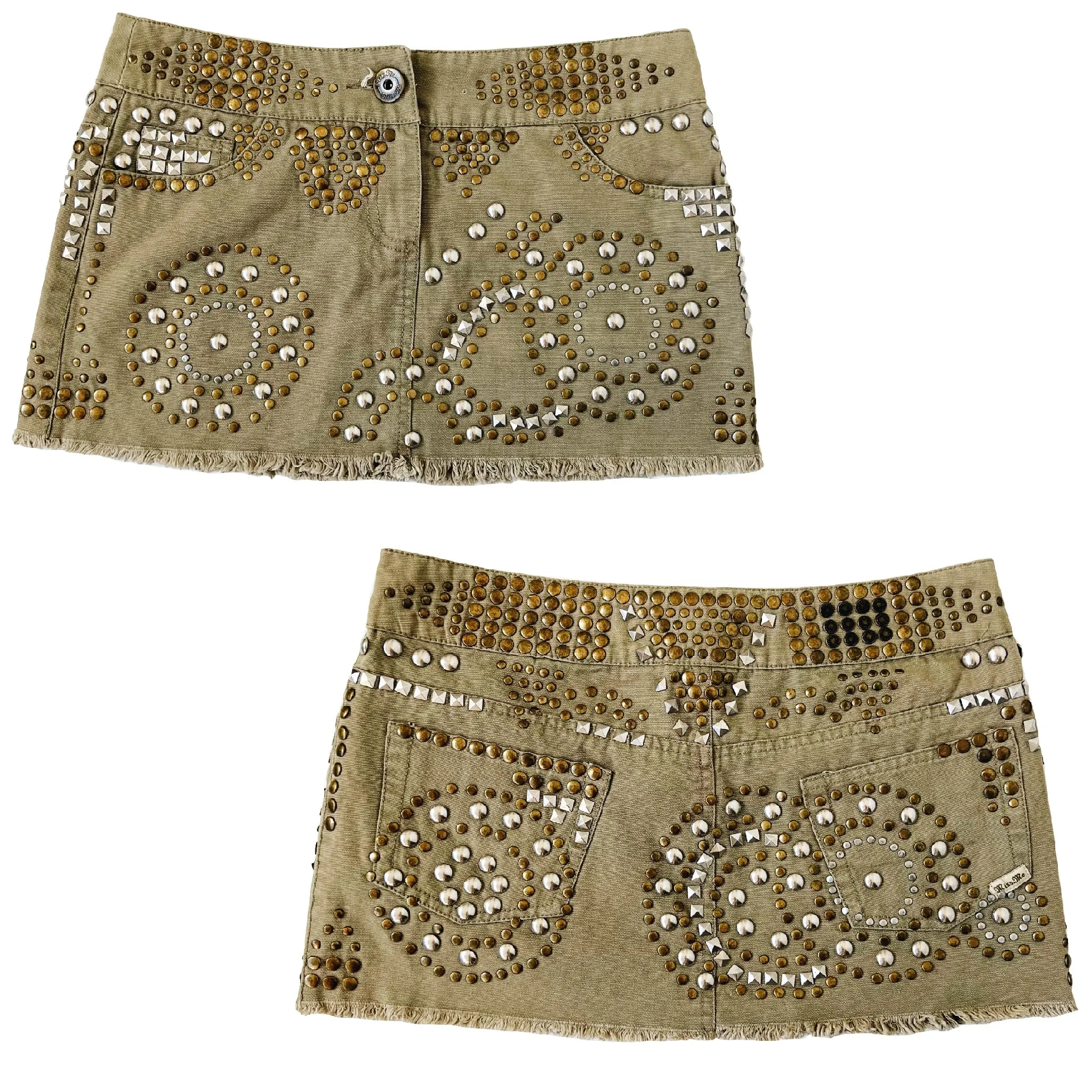 Early 2000s Khaki Studded Skirt