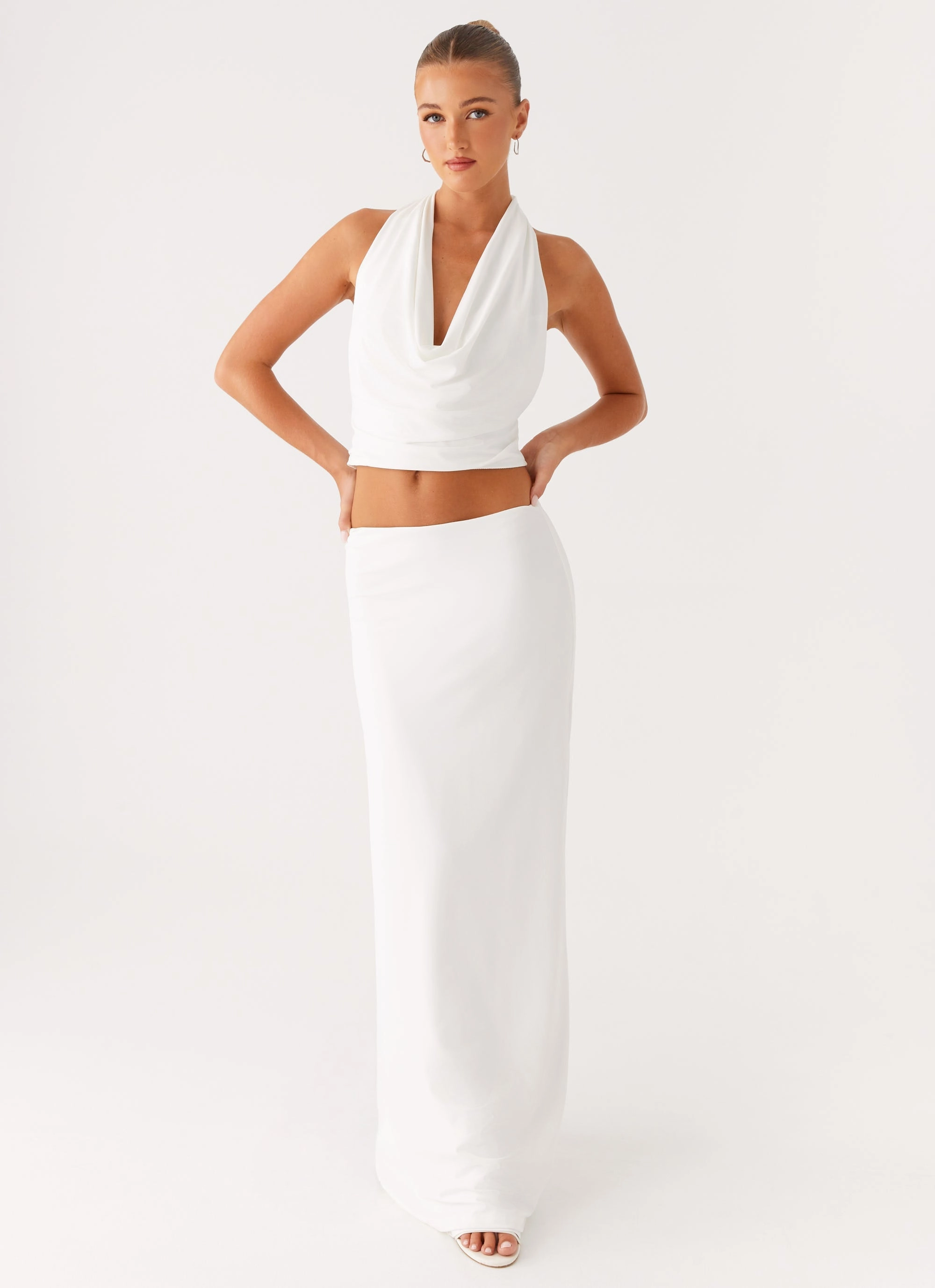 Ashi Cowl Top - White Polished Style
