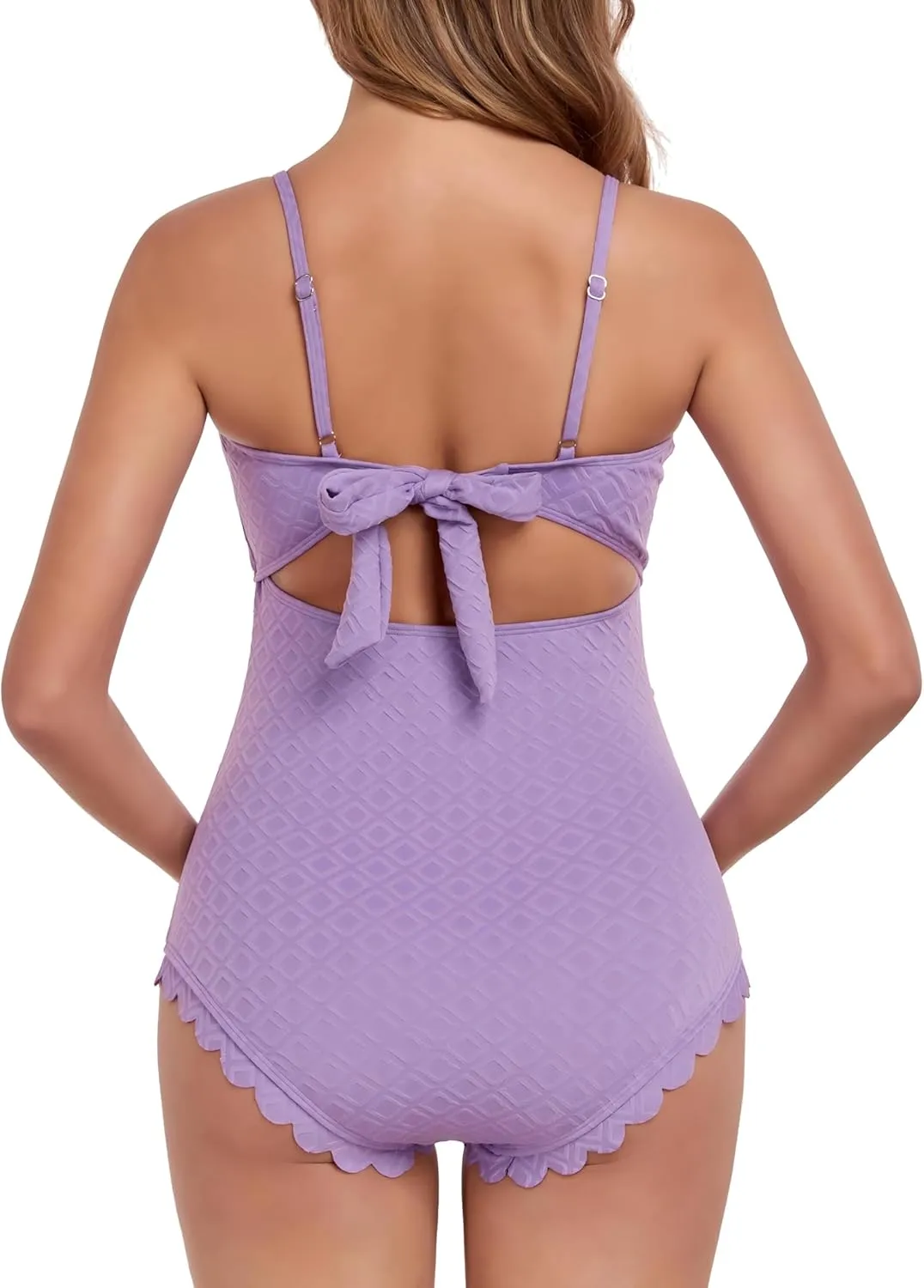 EastElegant Maternity One Piece Swimwear Back Cutout Pregnancy Bikini Scalloped Pregnant Bathing Suit