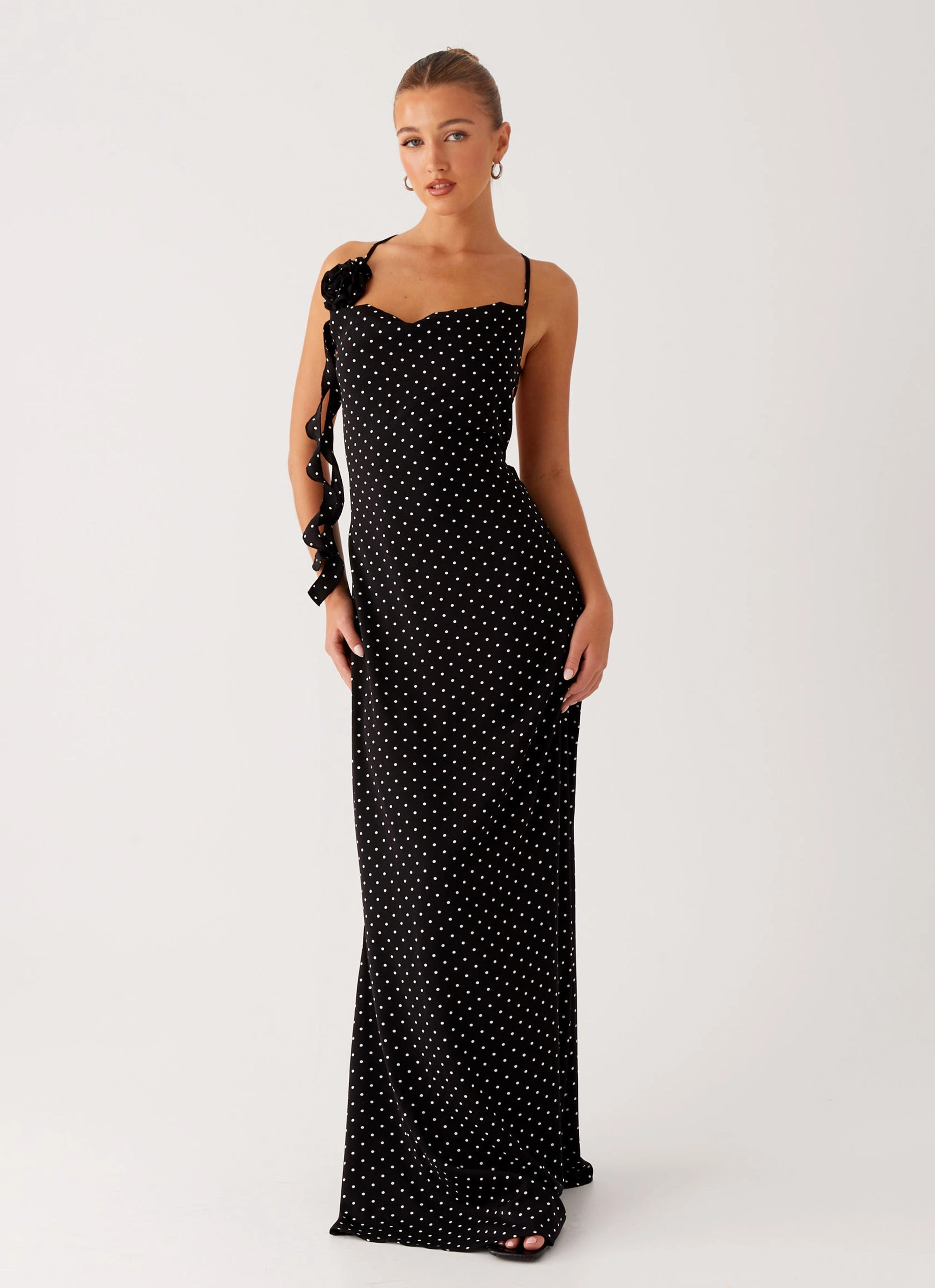 Light Drape Purely Maxi Dress - Black Polka Dot