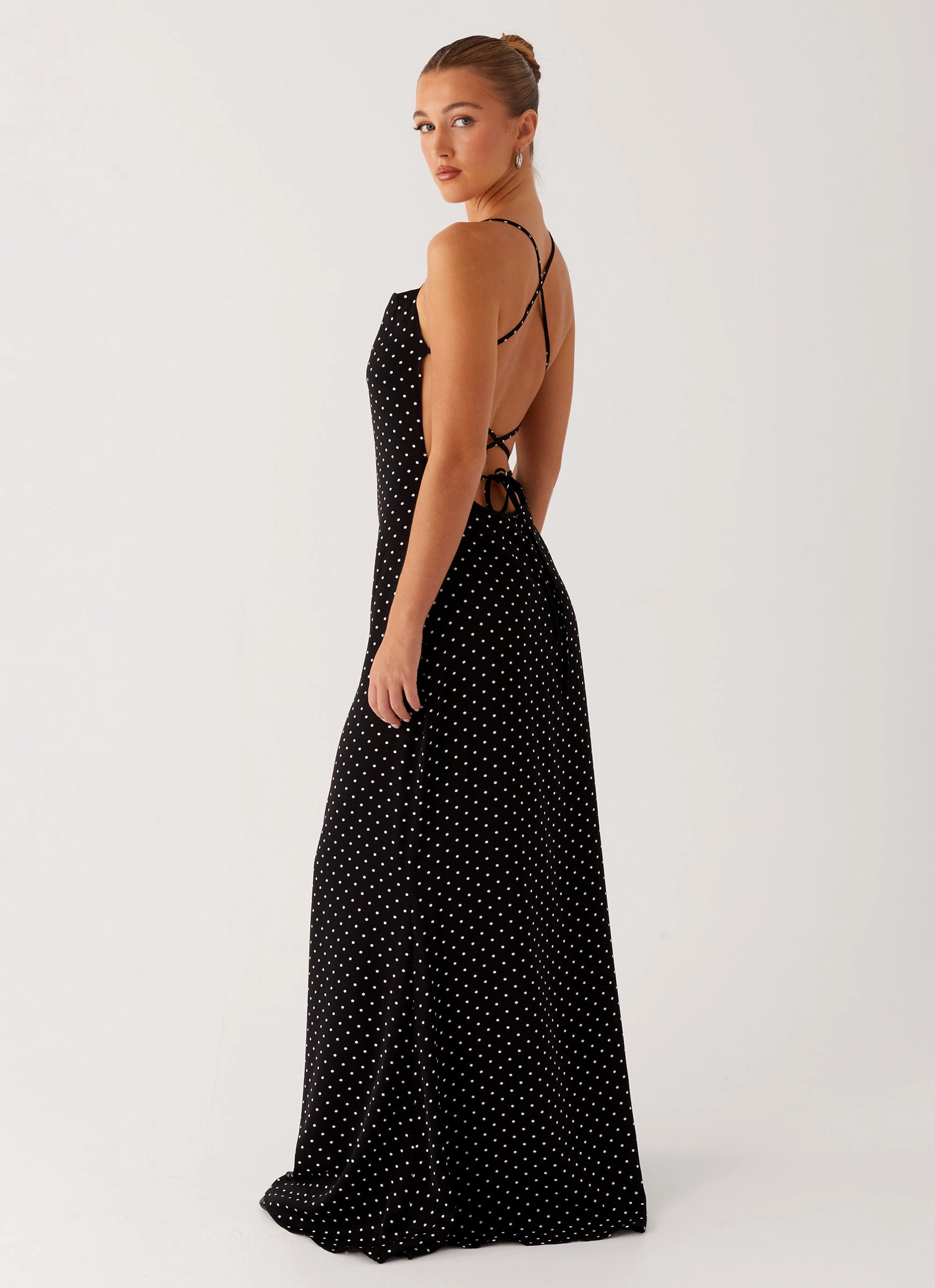 Purely Maxi Dress - Black Polka Dot Metallic-Shine