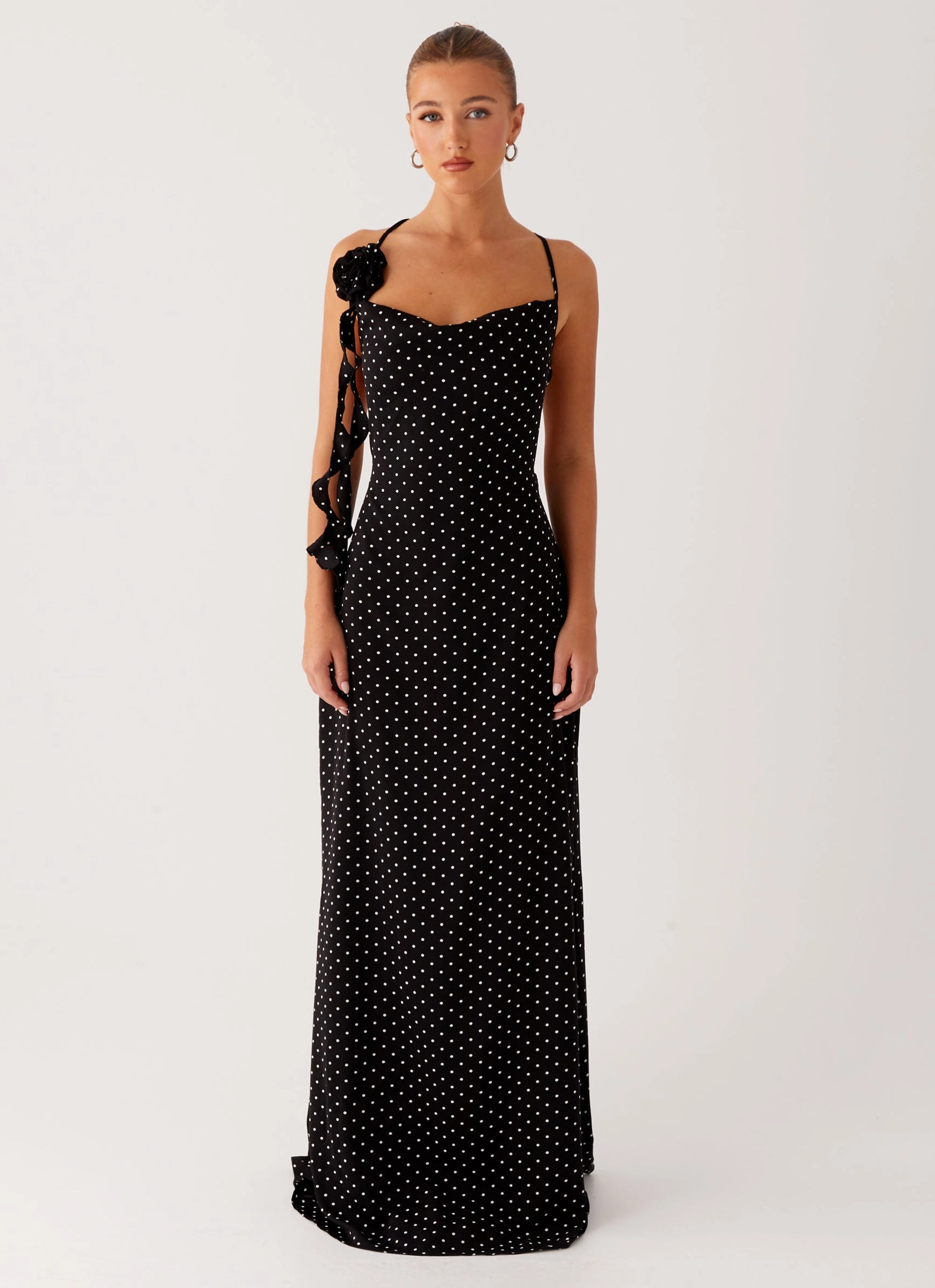 Purely Maxi Dress - Black Polka Dot Soft cotton dress Chic Harmony