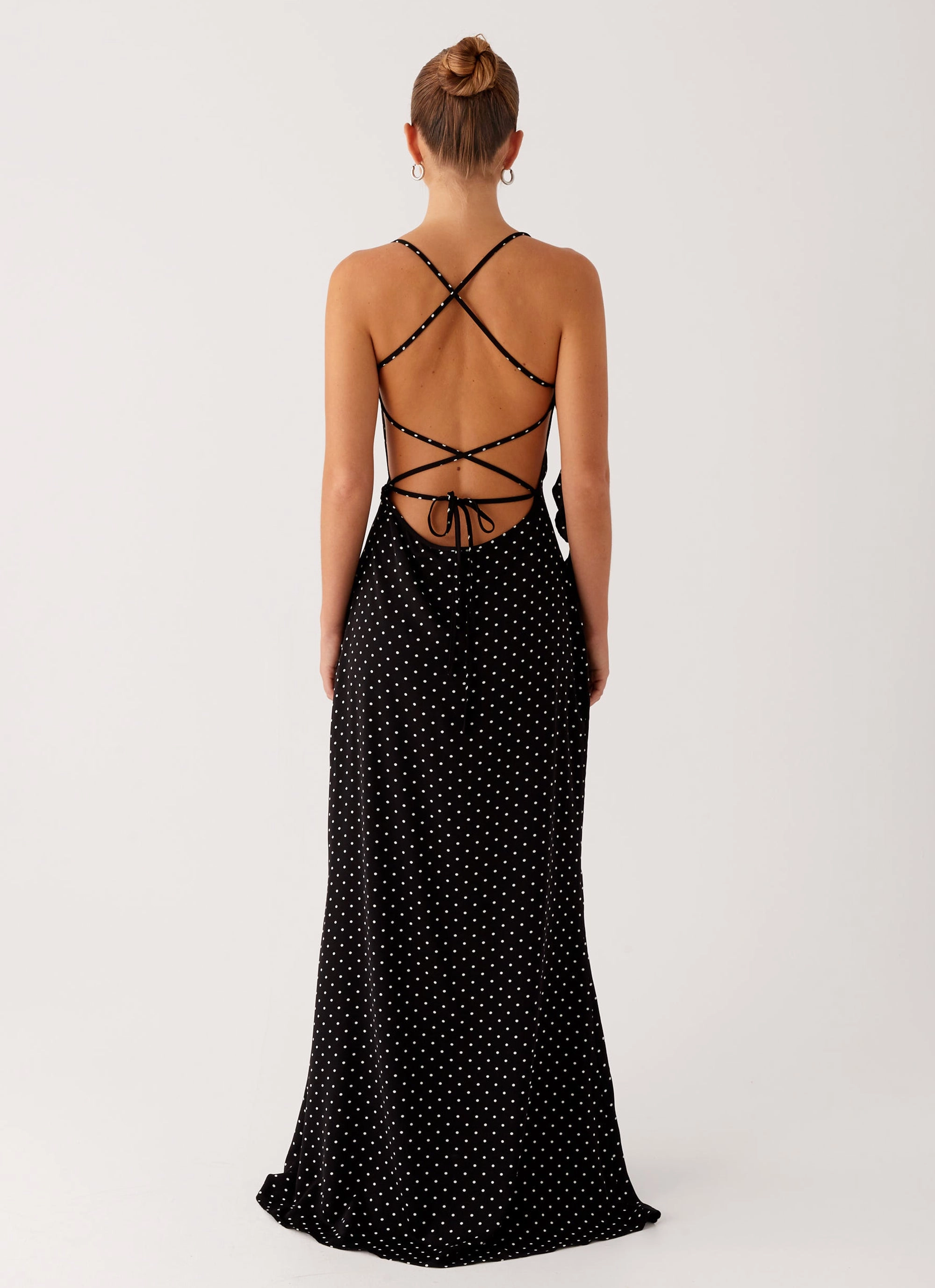 Purely Maxi Dress - Black Polka Dot Natural Drape Urban Chic