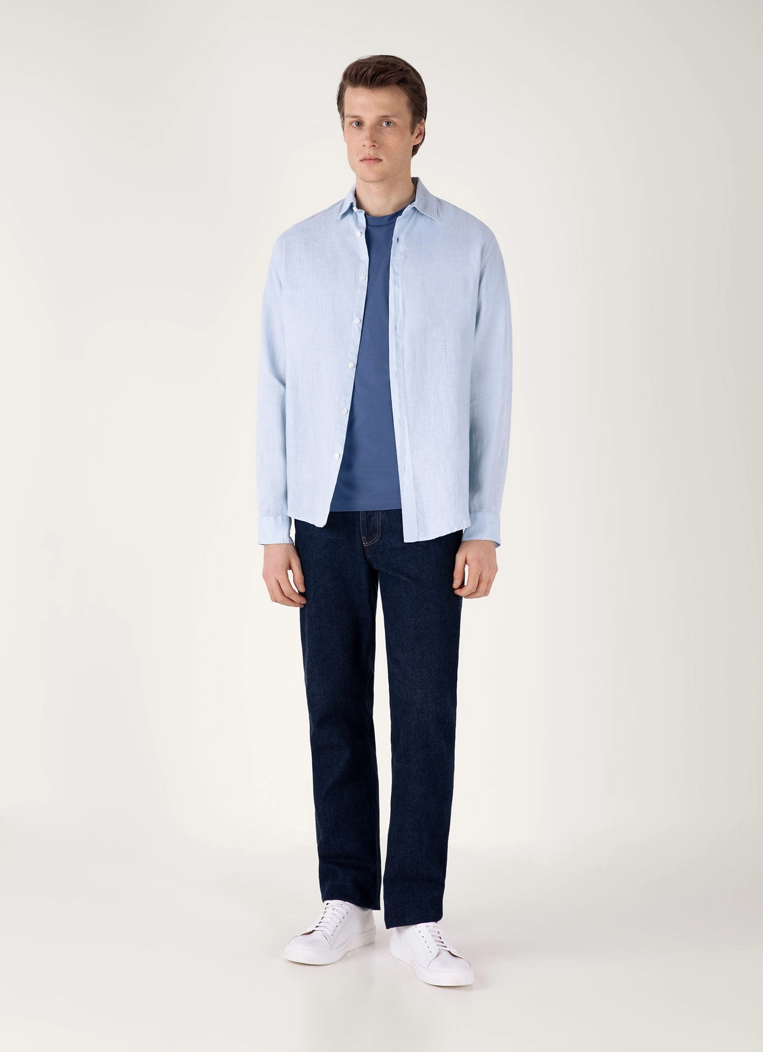 Soft Lining Solid color purity Men's Riviera Midweight T-shirt in Soft Denim