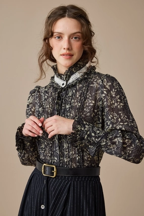 Easy Fit Design Sharon 21 |pintucked luxury linen shirt blouse Sharon 21 |pintucked luxury linen shirt blouse HighNeckDesign