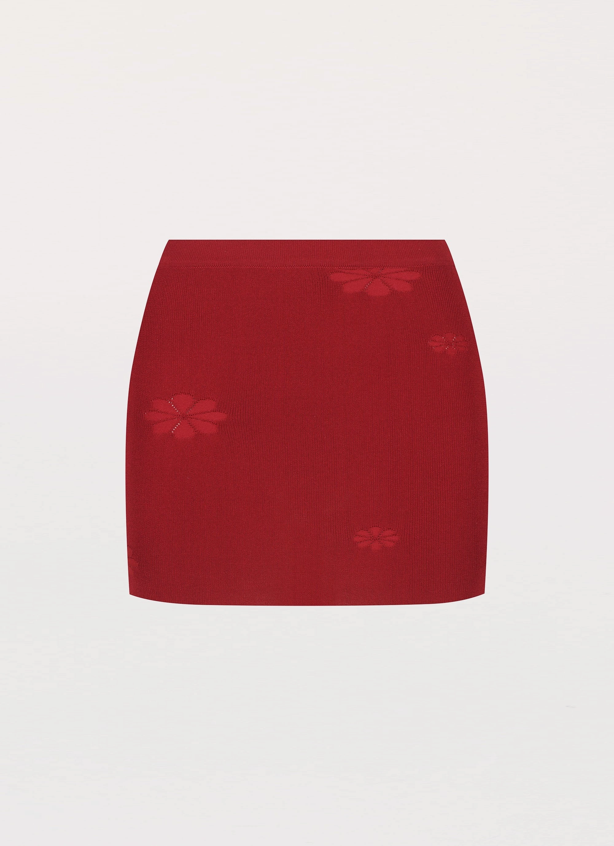 Stretch Movement Holly Knit Mini Skirt - Rouge Red