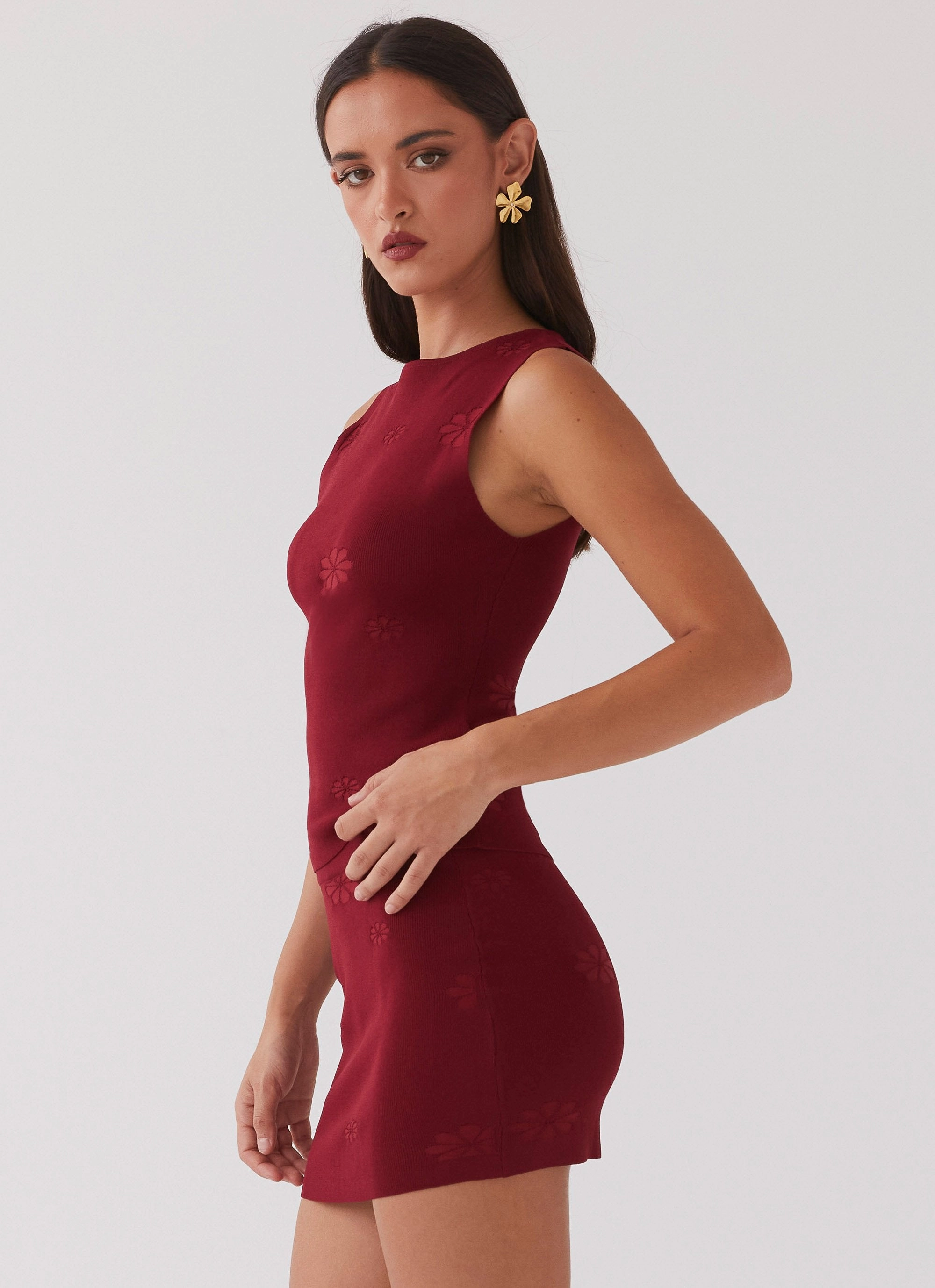 Holly Knit Mini Skirt - Rouge Red Smart Fit Chill Comfort Fit