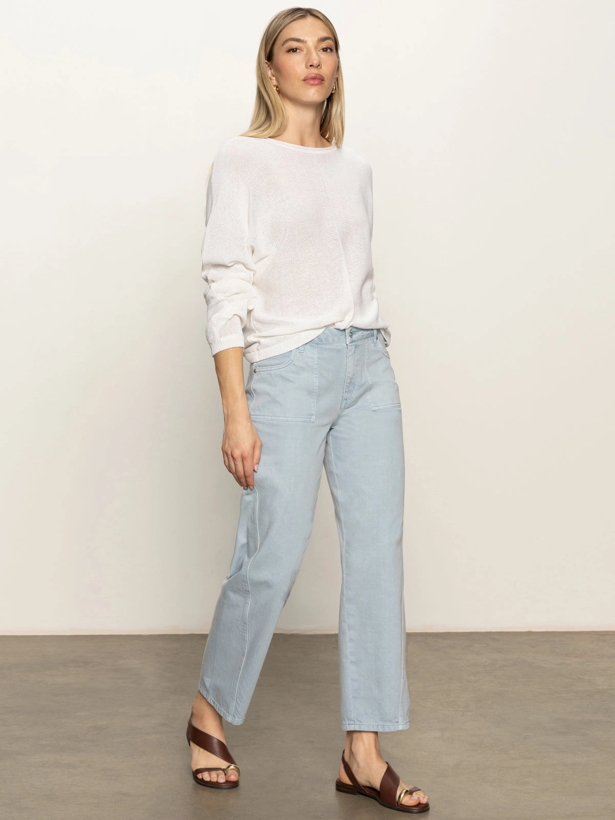 Easy Knitwear Top White Relaxed Cut Ventilated Armhole Design