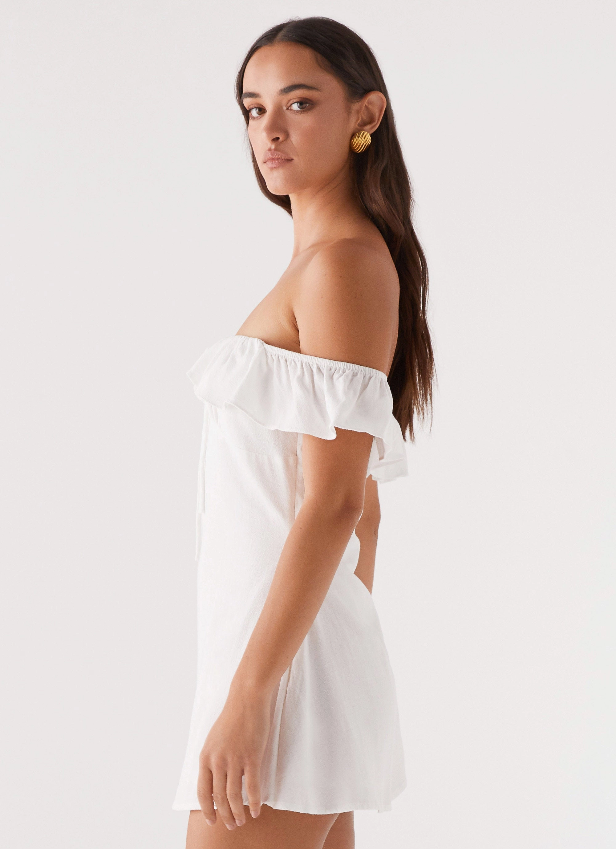 Relaxed and Effortless Texas Sun Linen Mini Dress - White