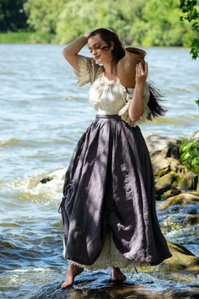 Easy Travel Piece Pearl 15 | Ruffled drawstring linen skirt Pearl 15 | Ruffled drawstring linen skirt Durable Zipper