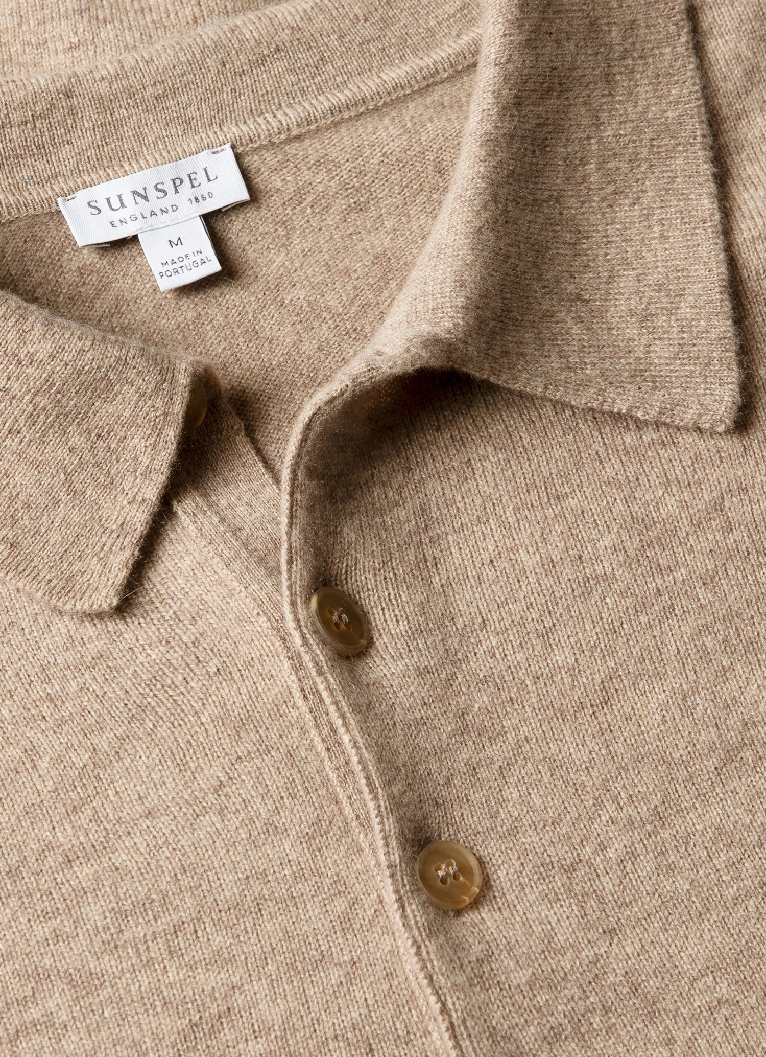 Men's Cashmere Polo Shirt in Oatmeal Melange Classic Shirt