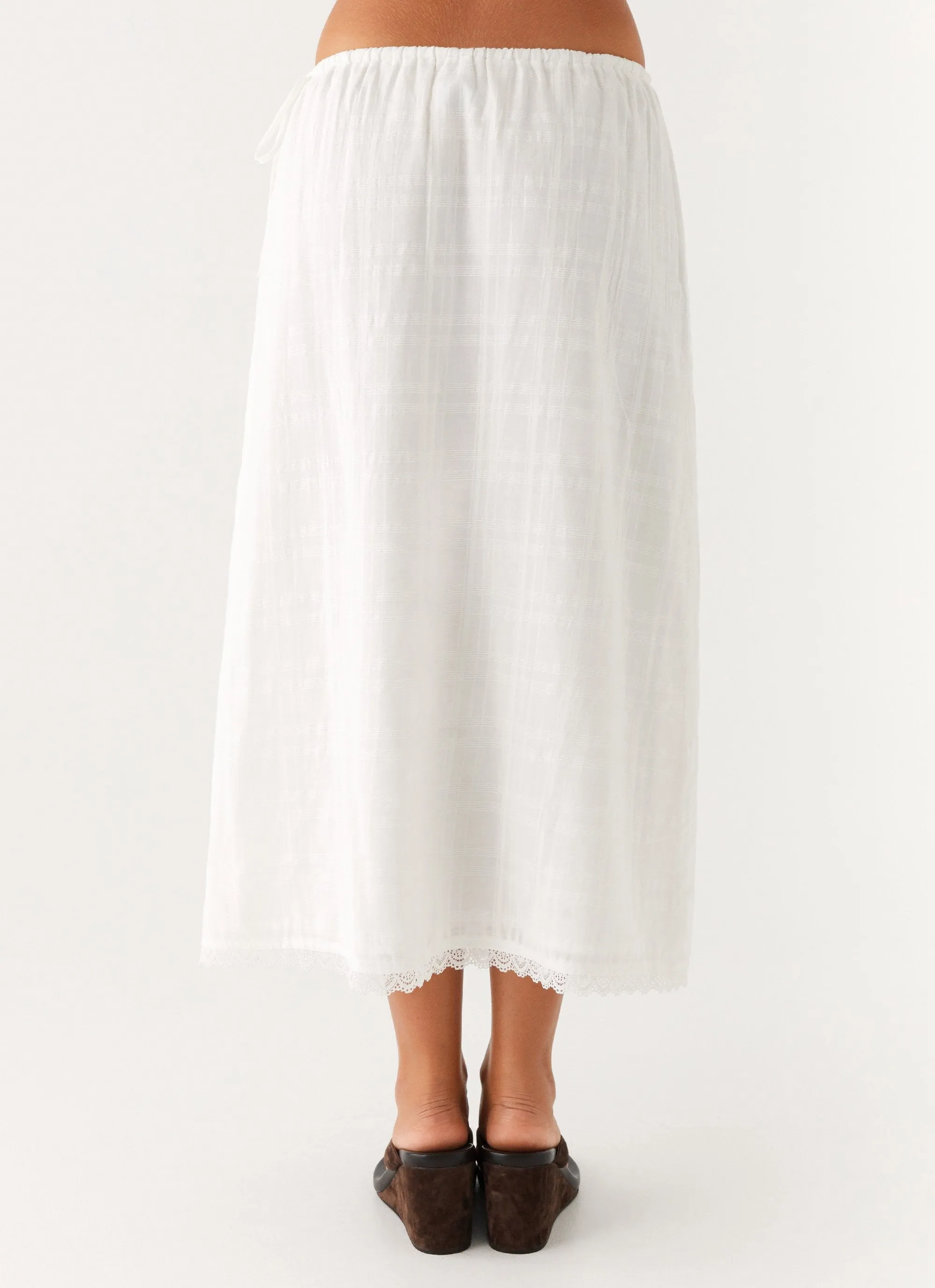 Sweet Lullaby Midi Skirt - White Urban Fit Convertible legs