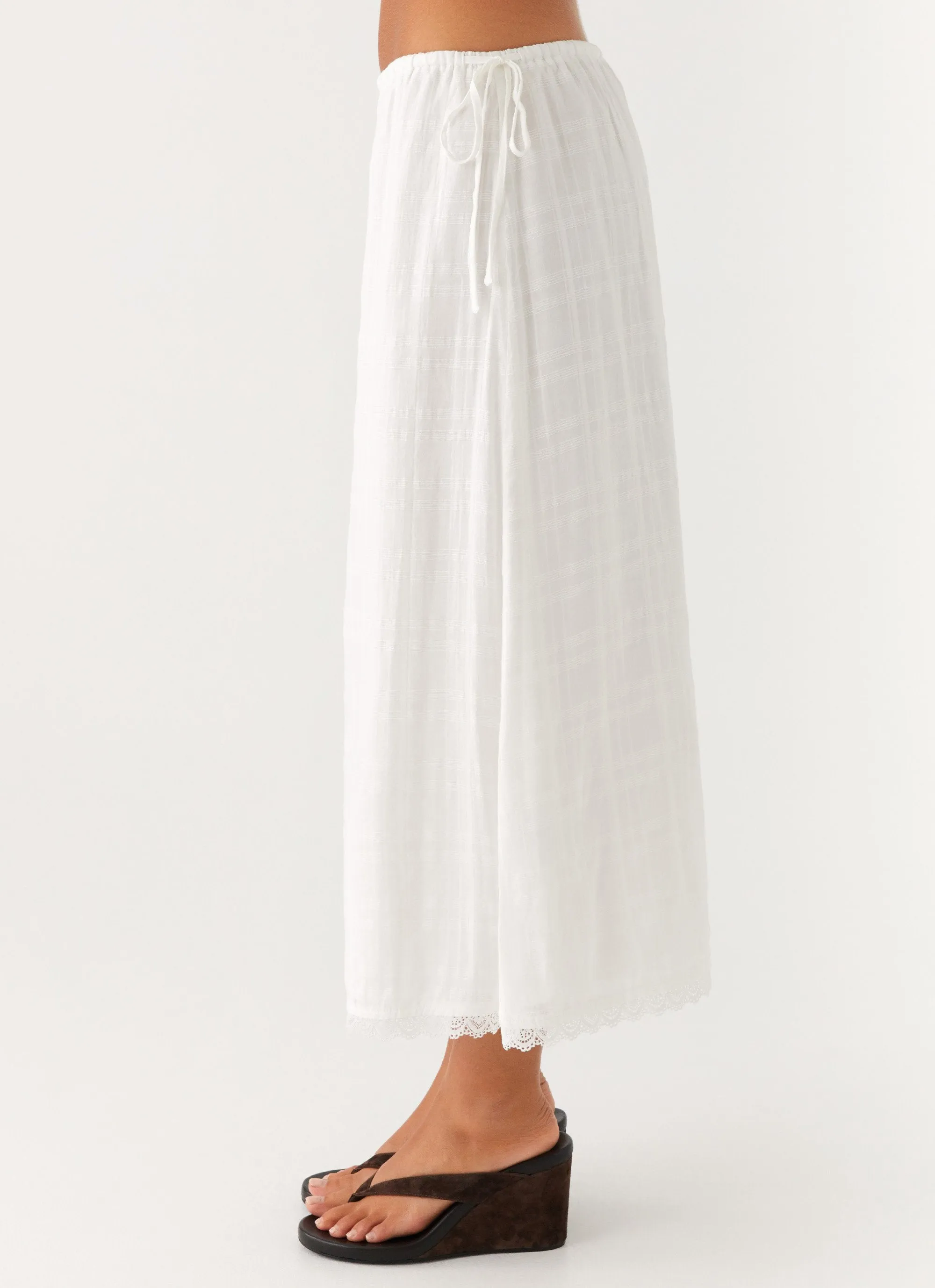 MultiPocketSystem Elastic Cuff Sweet Lullaby Midi Skirt - White