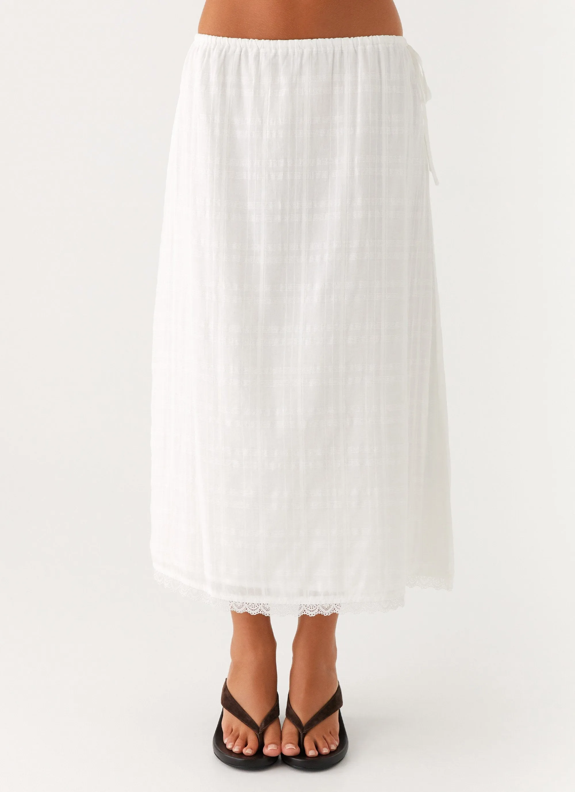 Timeless Design Tough Style Sweet Lullaby Midi Skirt - White