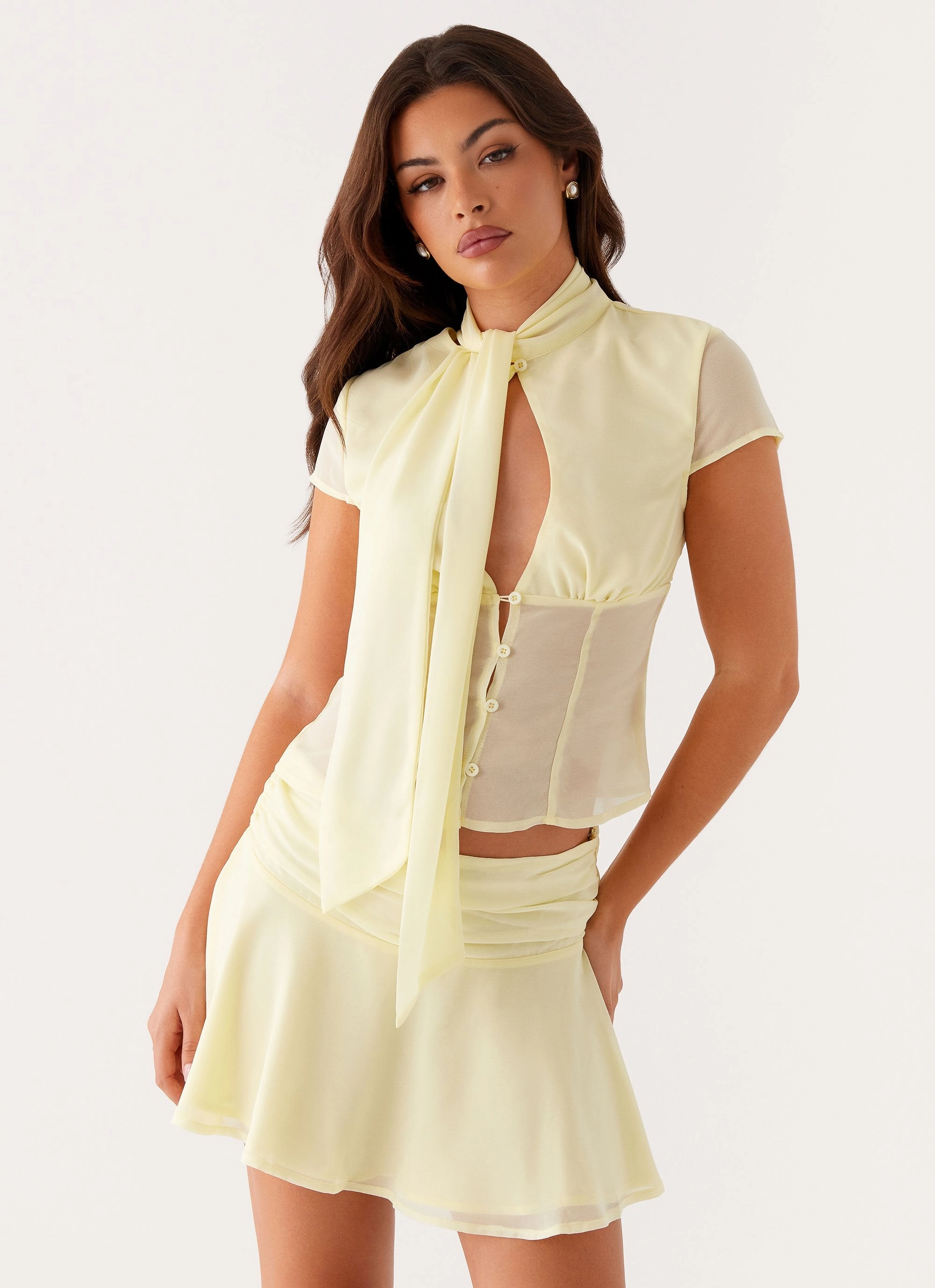 ElasticWaistband City Wear Colby Mini Skirt - Lemon