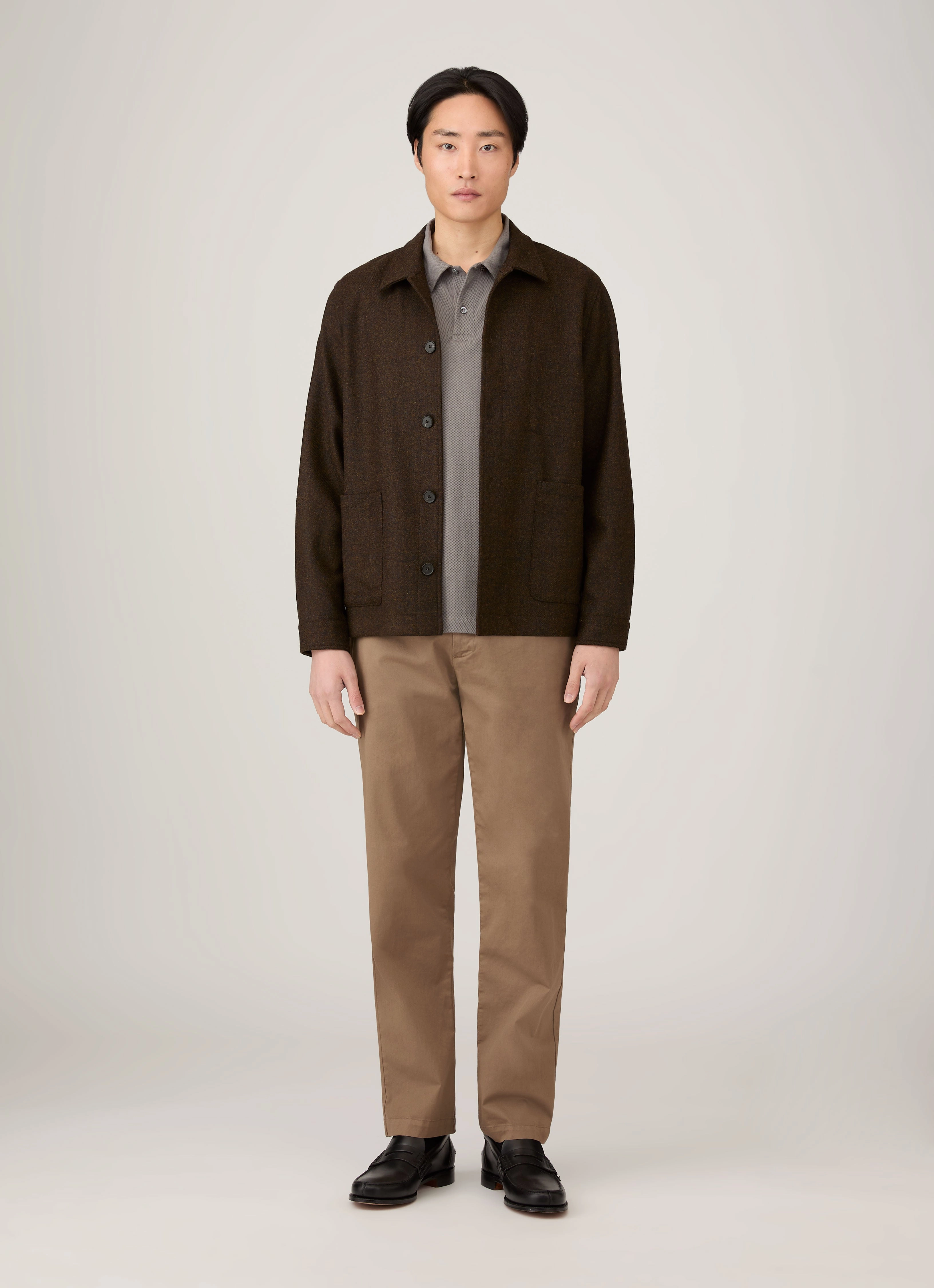 Men's Regular Fit Riviera Polo Shirt in Iron Grey Comfy Stretch Fashionable Layers