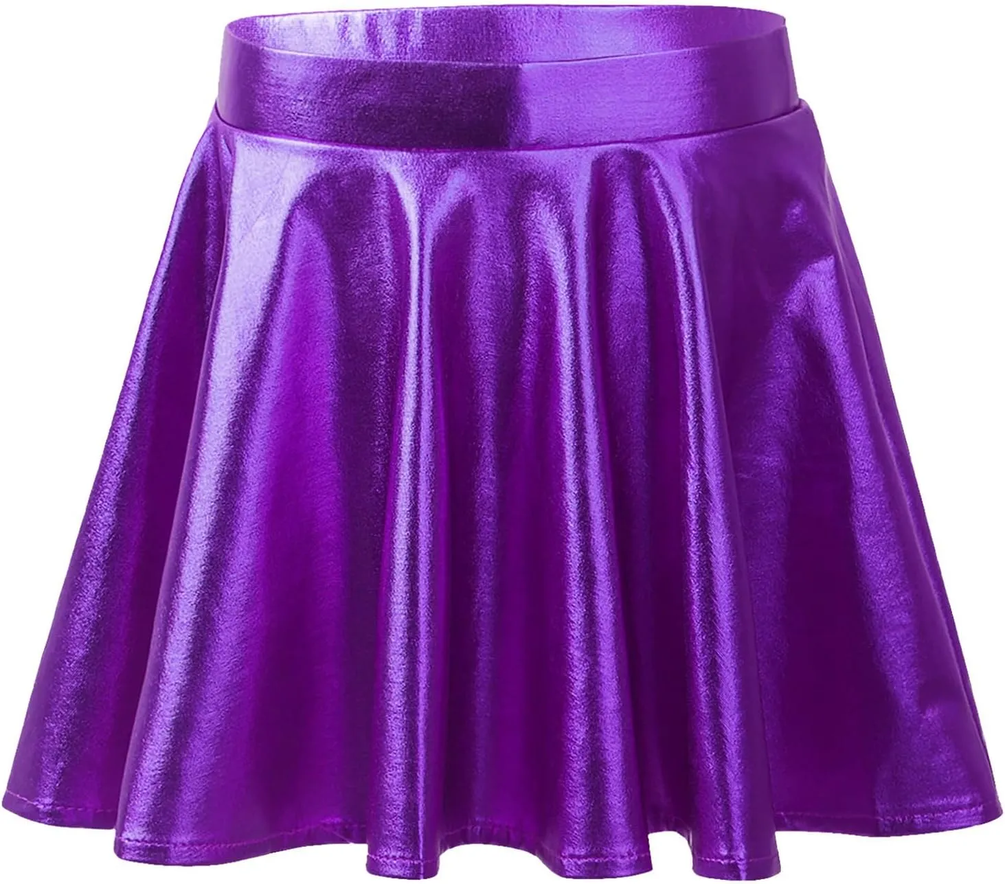 easyforever Women's Shiny Metallic High Waist A-Line Mini Skirts Disco Dance Pleated Short Skirts