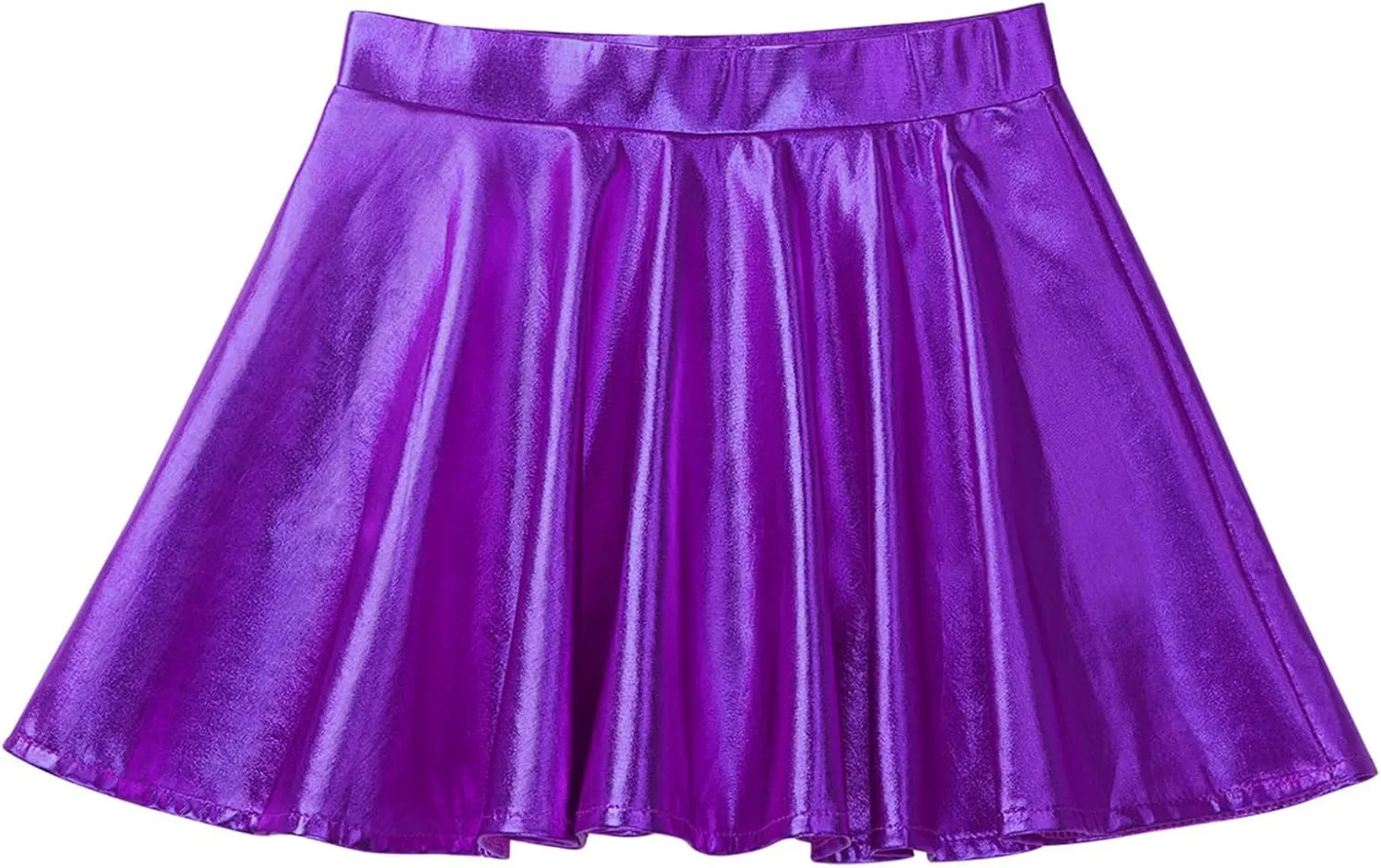 easyforever Women's Shiny Metallic High Waist A-Line Mini Skirts Disco Dance Pleated Short Skirts