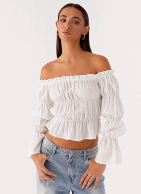 Eco friendly materials Imara Ruched Long Sleeve Top - Ivory Imara Ruched Long Sleeve Top - Ivory FlexibleRibbing